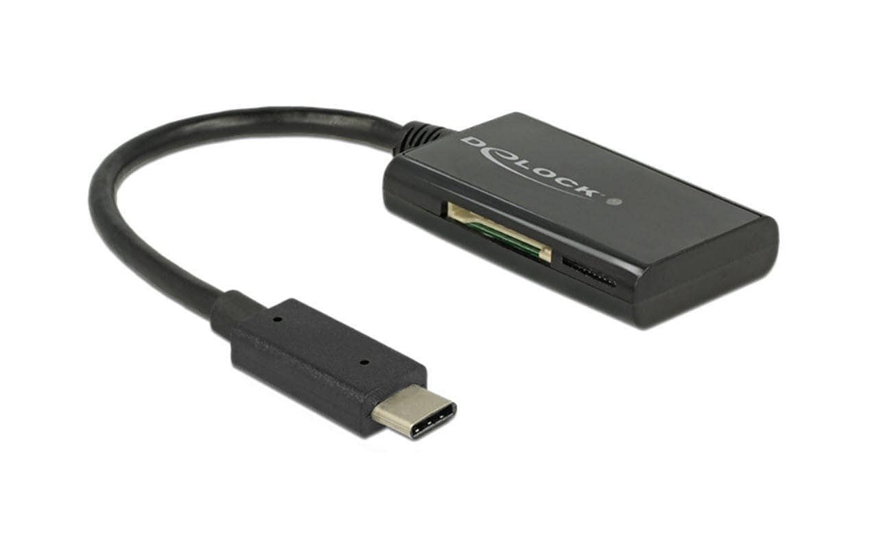 DeLOCK USB-Kartenleser USB-C – SD/microSD, MMC – USB 3.2 Gen 1 – Schwarz – für Windows/Mac/Android