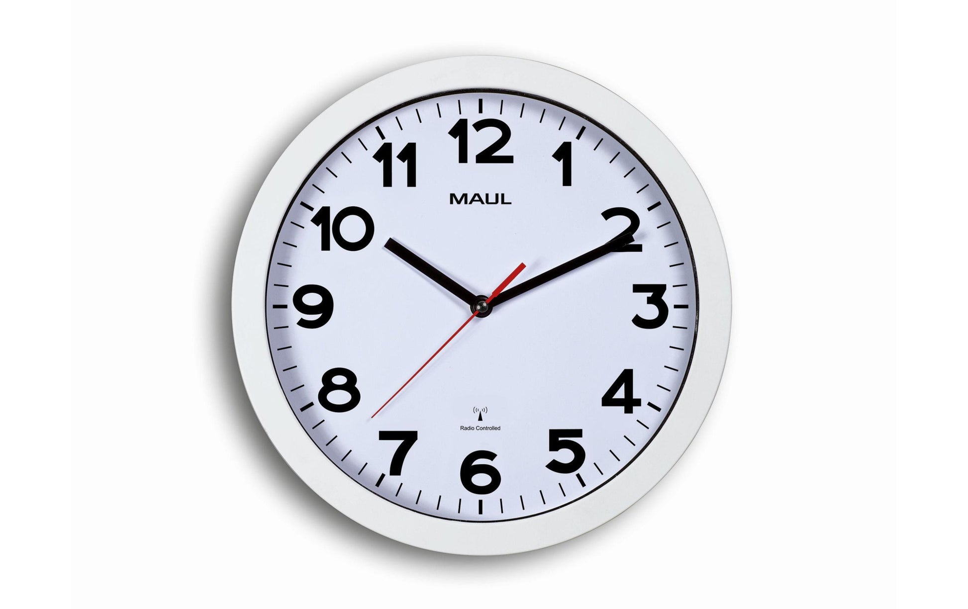 MAUL Step Funk Wanduhr – Ø 30 cm, weiss, Kunststoff