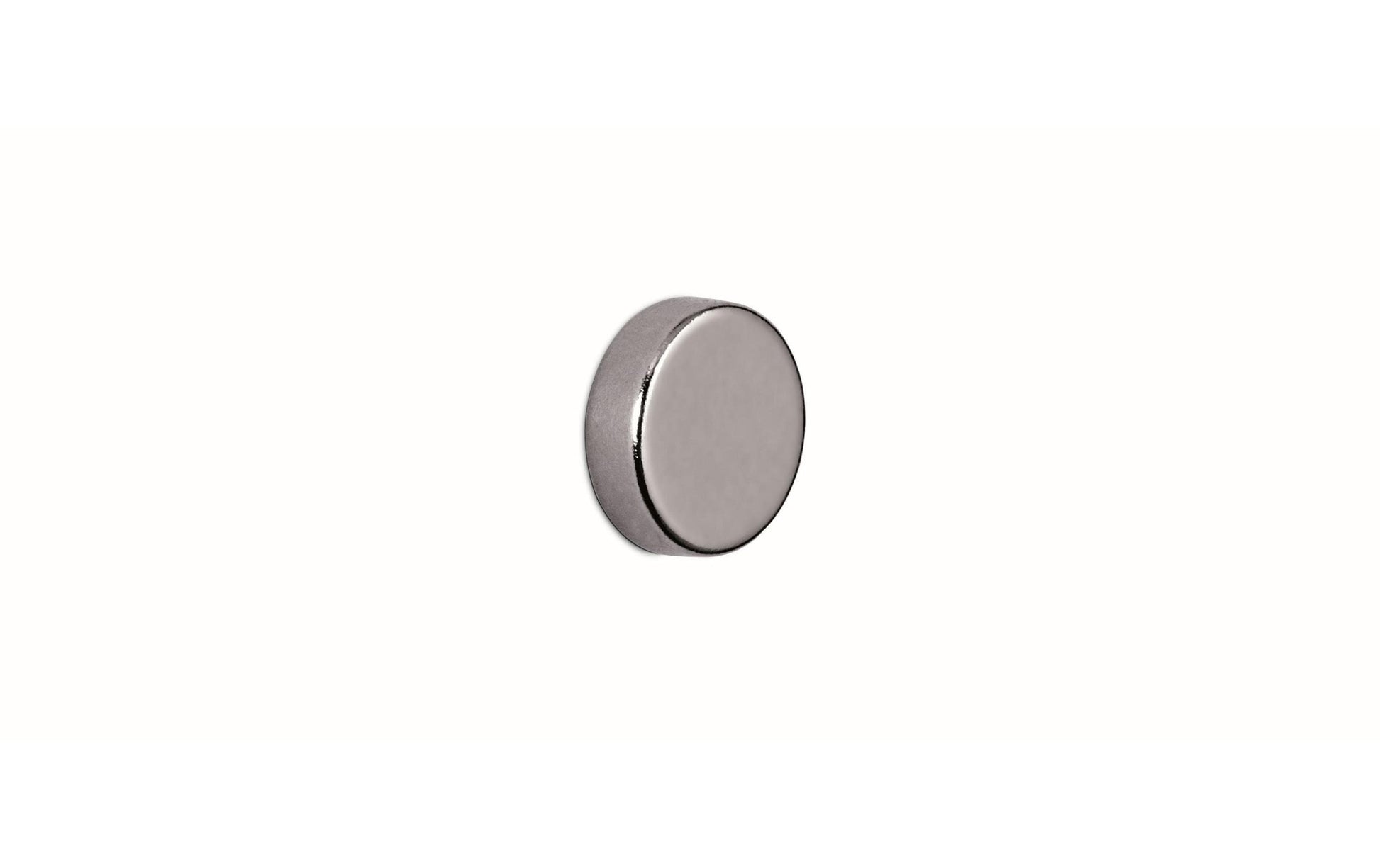 MAUL Runder Scheibenmagnet – hellsilber – Ø 10 × 3 mm, 10 Stück, Nickel