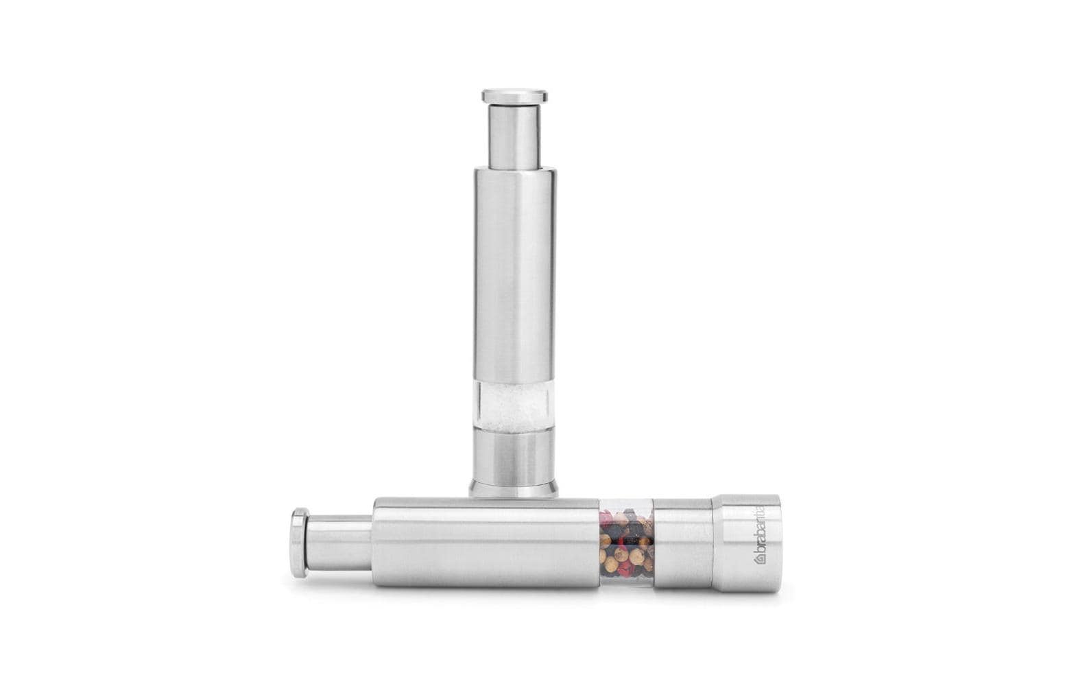 Brabantia Salz- und Pfeffermühle 13,5 cm, Edelstahl/Kunststoff, 2-teilig, mit Keramikmahlwerk