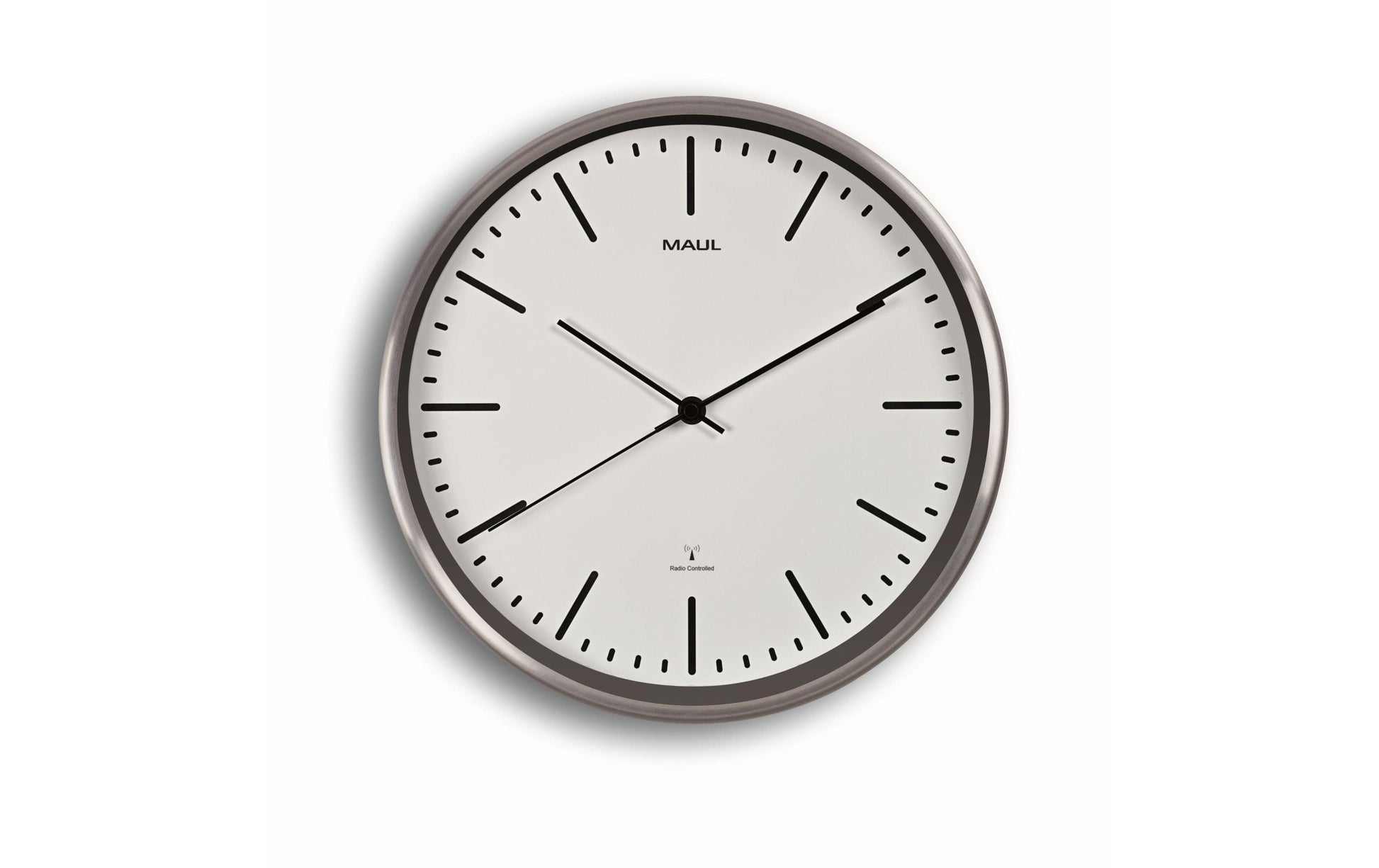 MAUL Wanduhr fly – Funk – Ø 30,5 cm, weiss, Aluminium