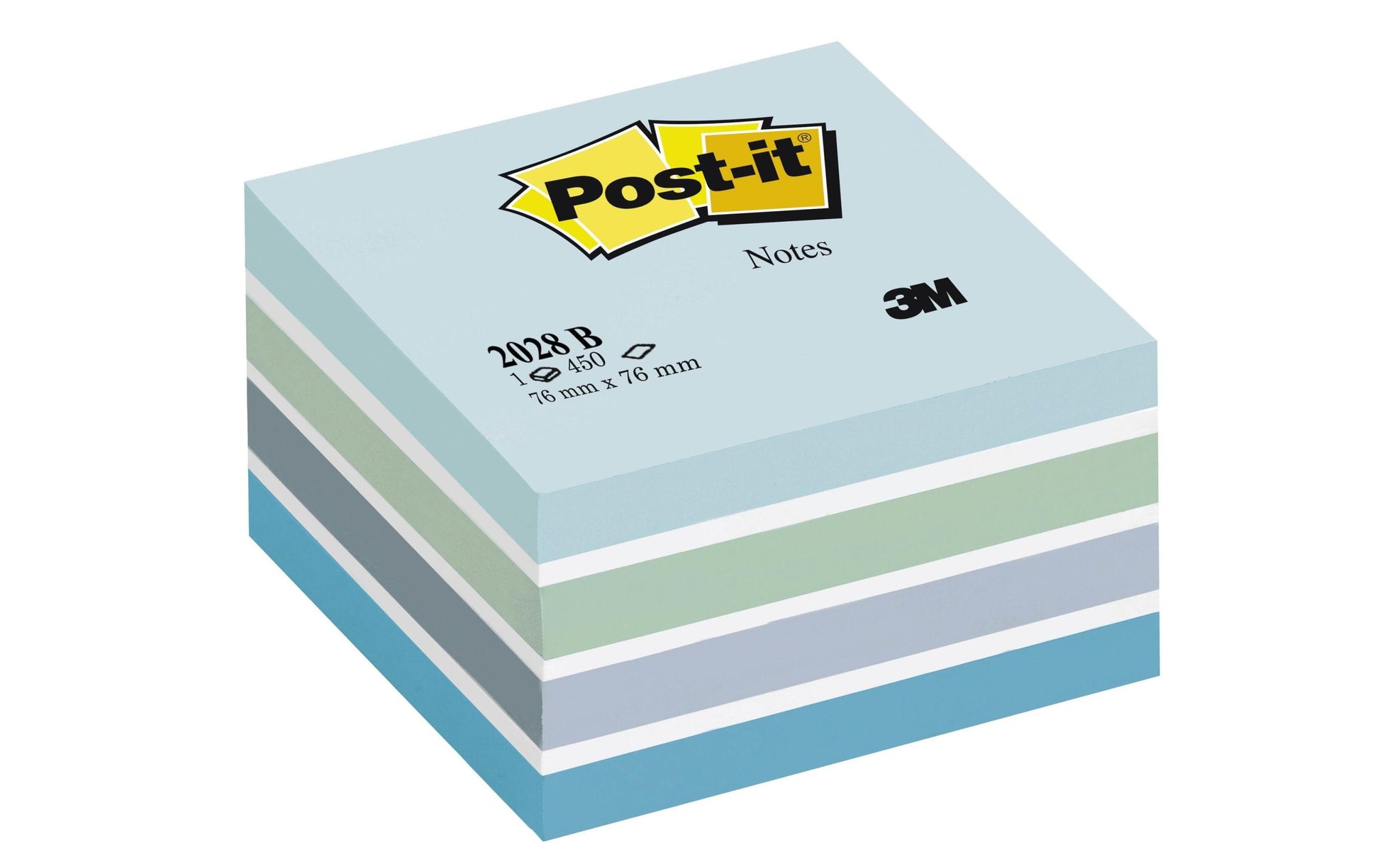 Post-it Haftnotizen – 76×76 mm – pastellblau, 450 Blatt, PEFC