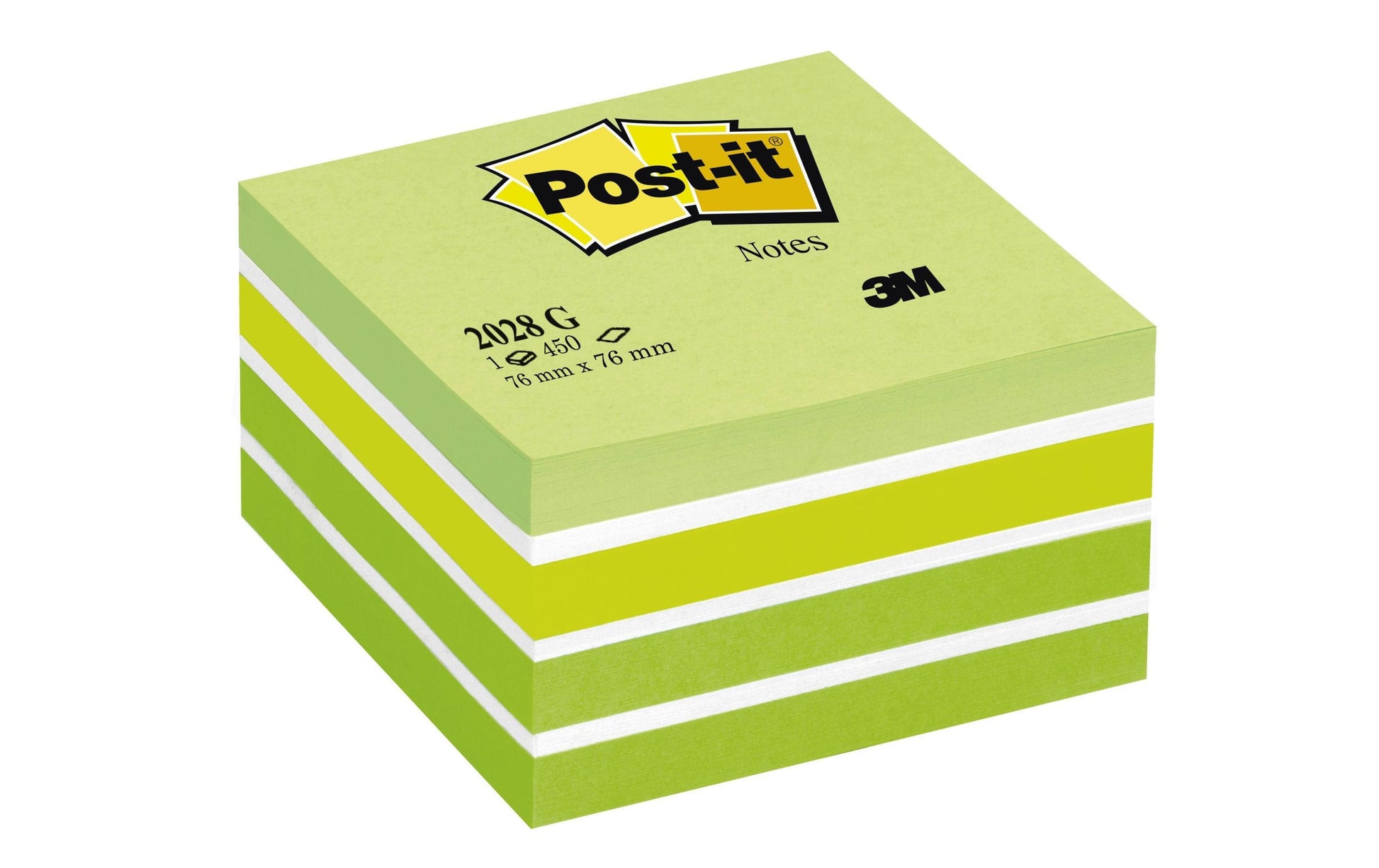 Post-it Haftnotizen Würfel – 76×76 mm – pastellgrün, 450 Blatt, PEFC
