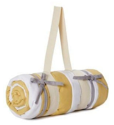 URBANARA Tamina Wohndecke – Baumwolle, Sandgelb, Naturweiss – 120 × 180 cm
