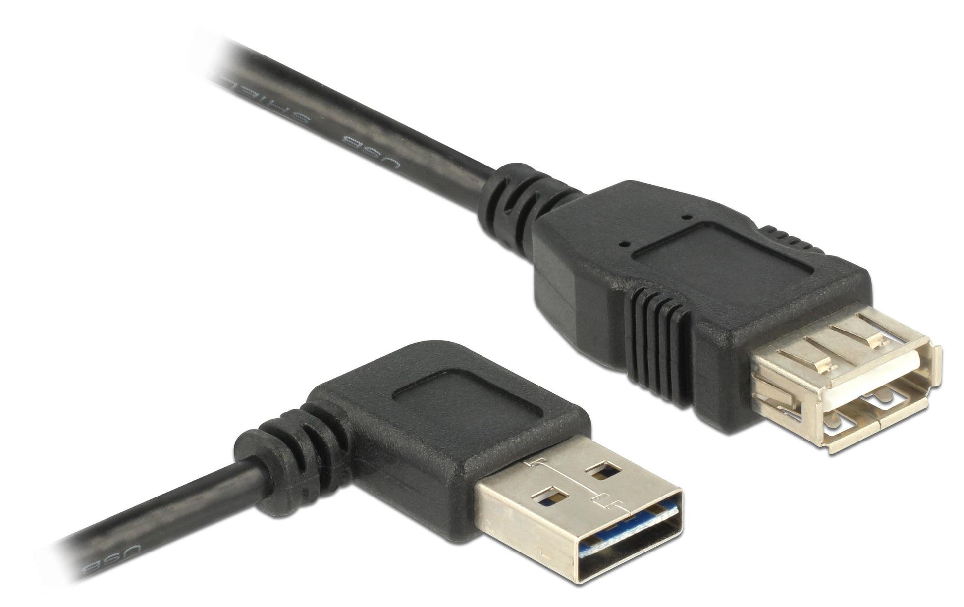 DeLOCK USB-A Verlängerungskabel (Stecker auf Buchse) – USB 2.0 (480 Mbit/s) – 3 m – Abgewinkelt – Schwarz