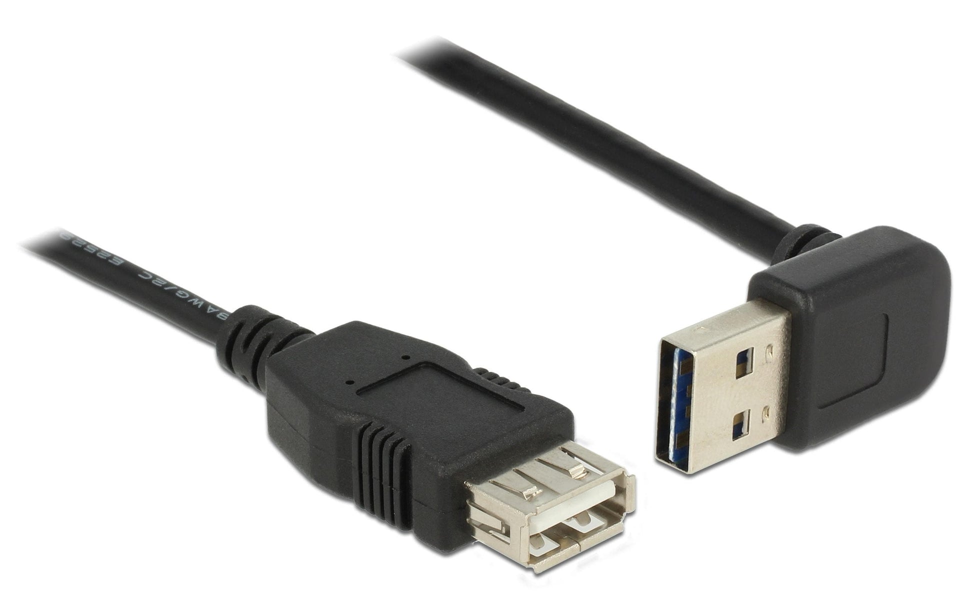 DeLOCK USB-A Verlängerungskabel (Stecker auf Buchse) – USB 2.0 (480 Mbps) – 0,5 m – Abgewinkelt – Schwarz