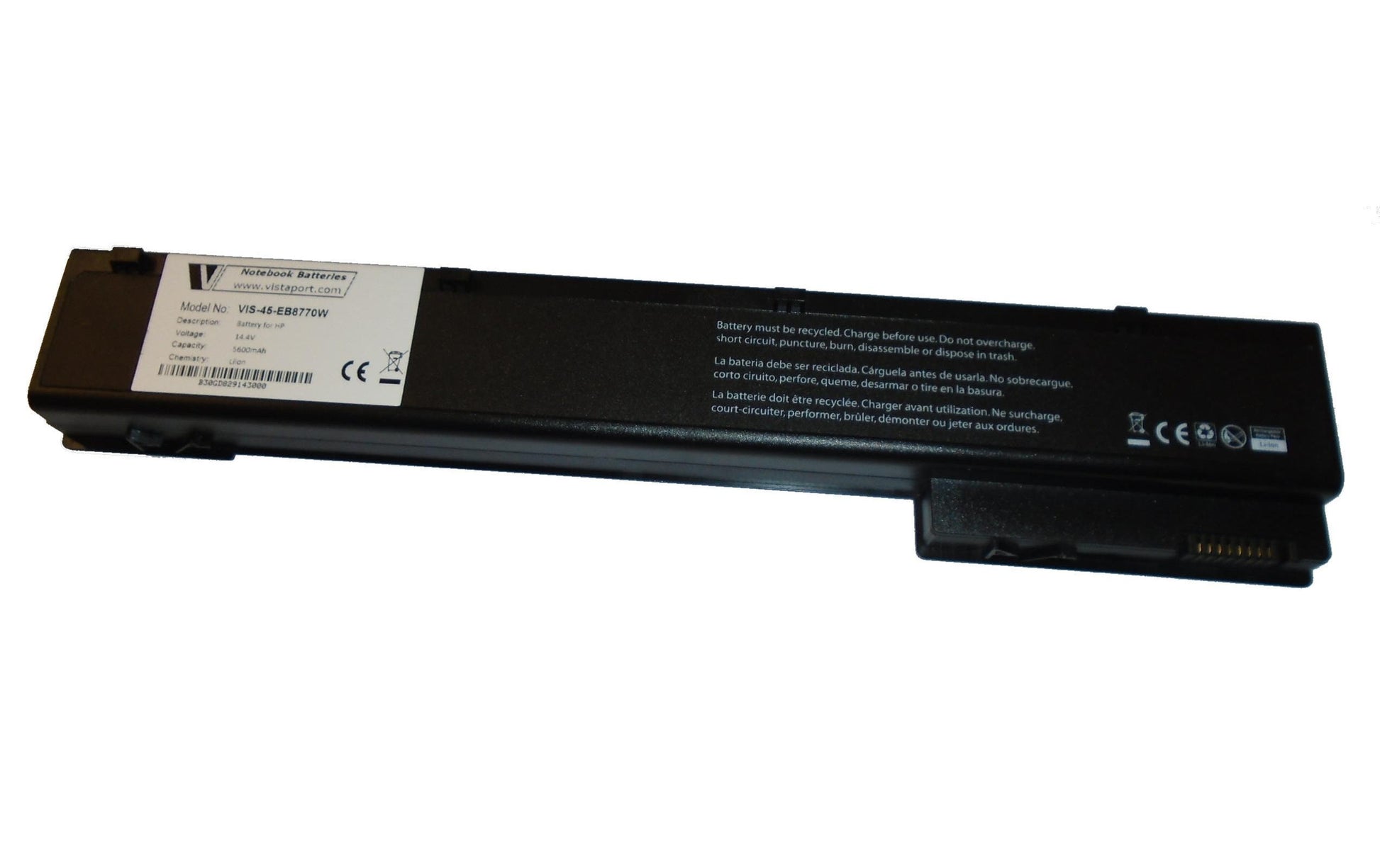Vistaport Notebook-Akku – für HP EliteBook 8560W, 8570W, 8770W – 81 Wh, 14,4 V – Schwarz