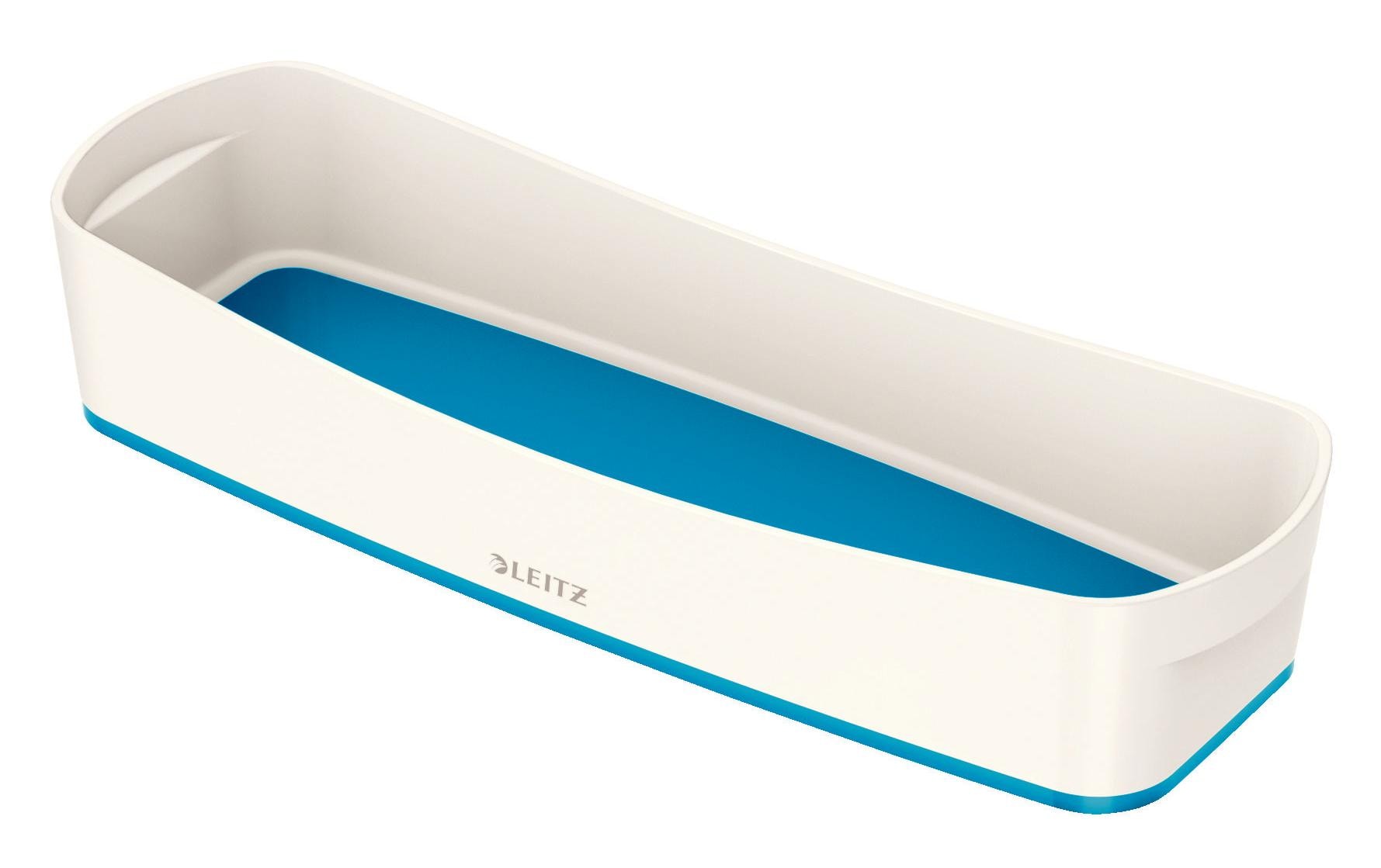 Leitz MyBox Aufbewahrungsschale – Kunststoff, weiss/metallblau, 30,7 × 5,5 × 10,5 cm