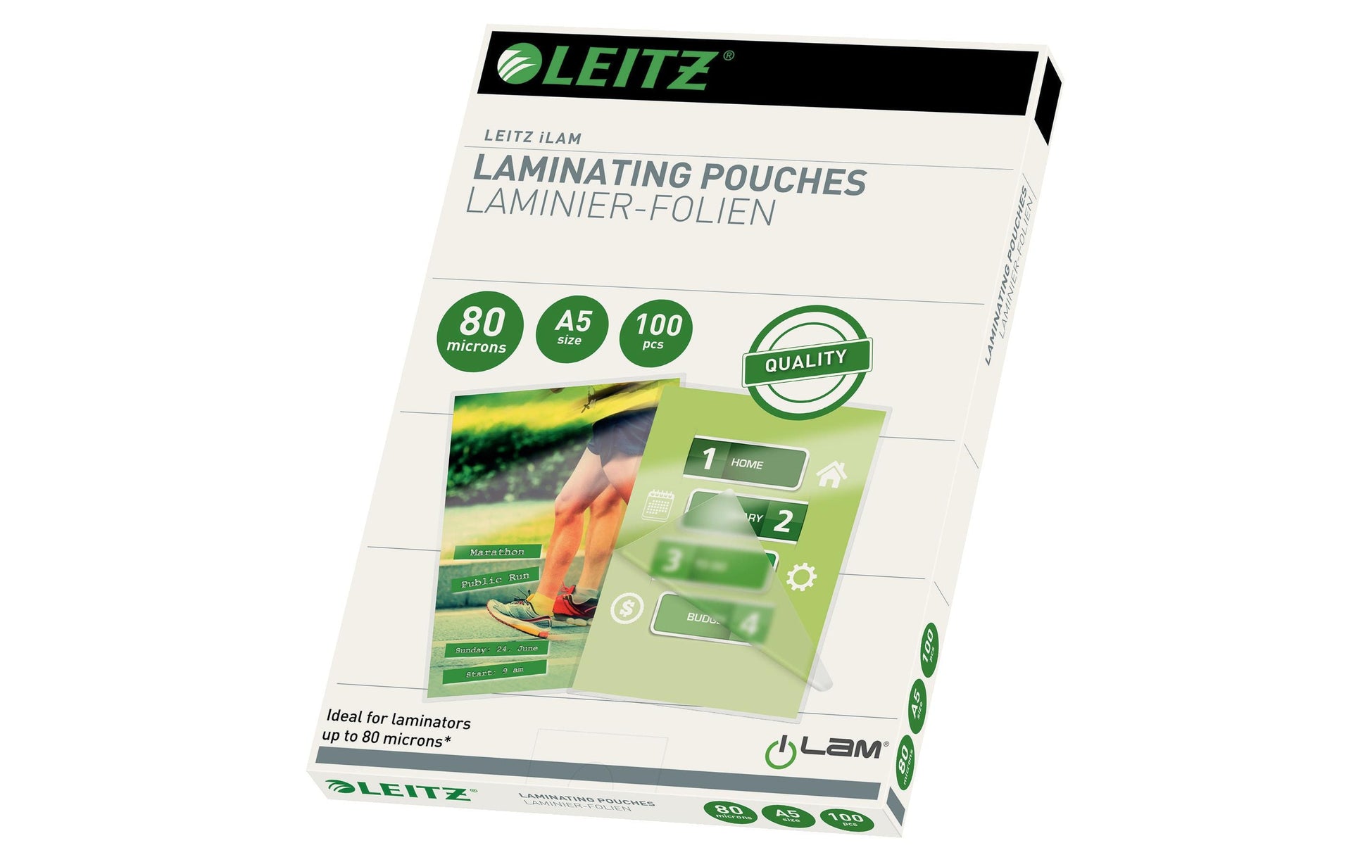 Leitz Laminierfolien A5, glänzend – 80 µm, 153 × 216 mm, 100 Stk.