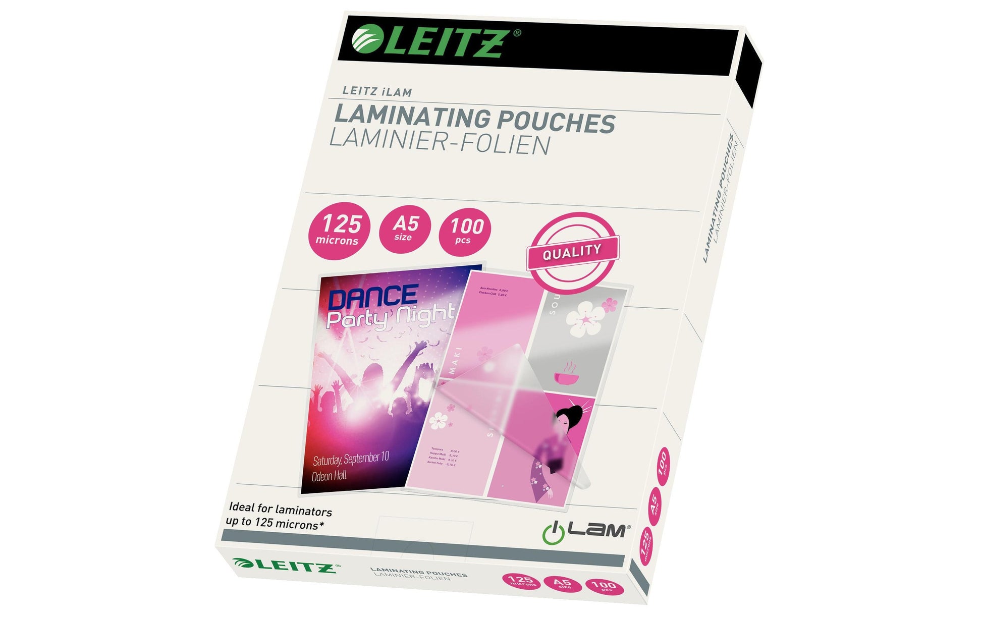 Leitz Laminierfolien A5, glänzend – 125 µm, 153 × 216 mm, 100 Stk.
