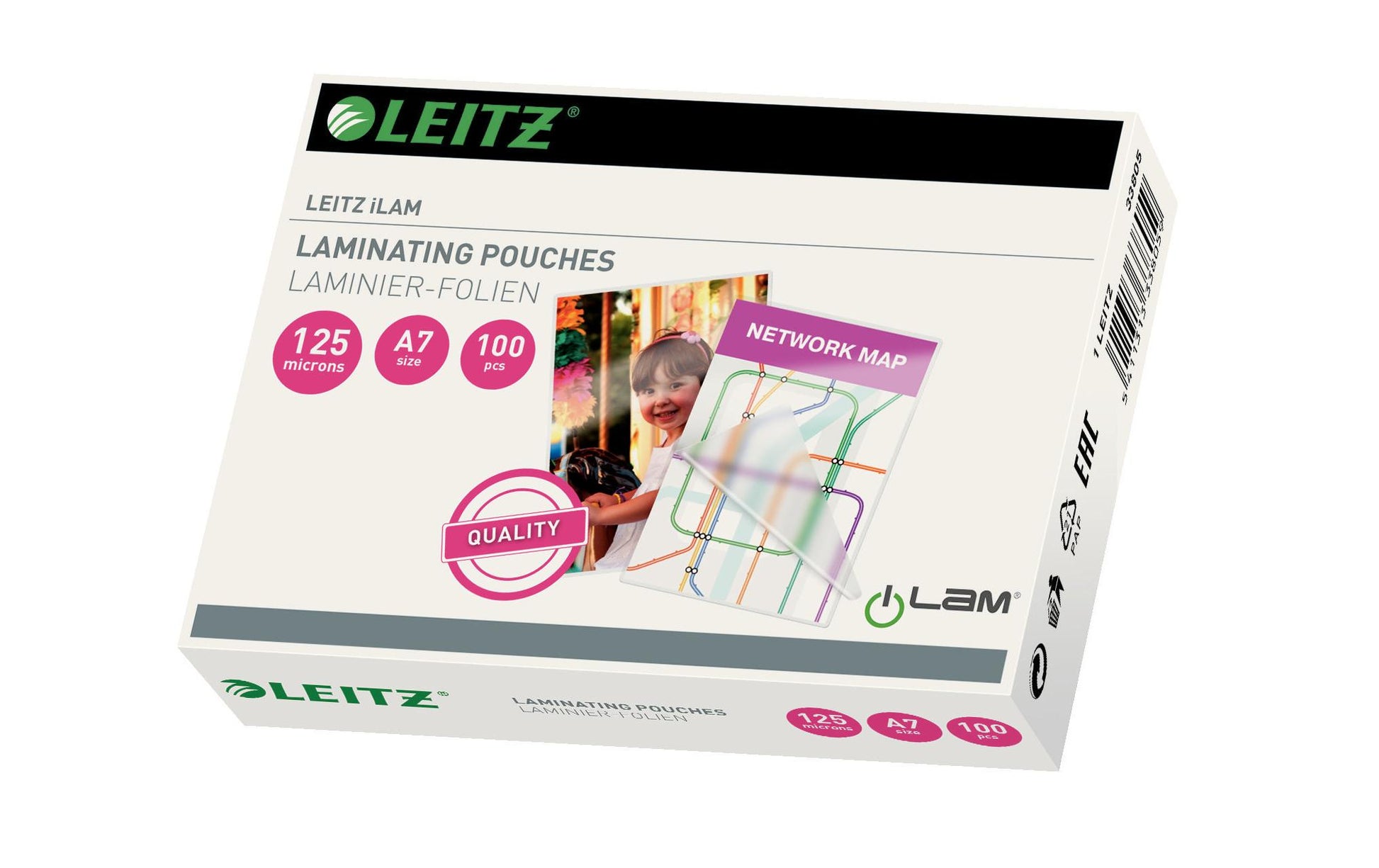 Leitz Laminierfolien A7 – 125 µm, glänzend, 100 Stück