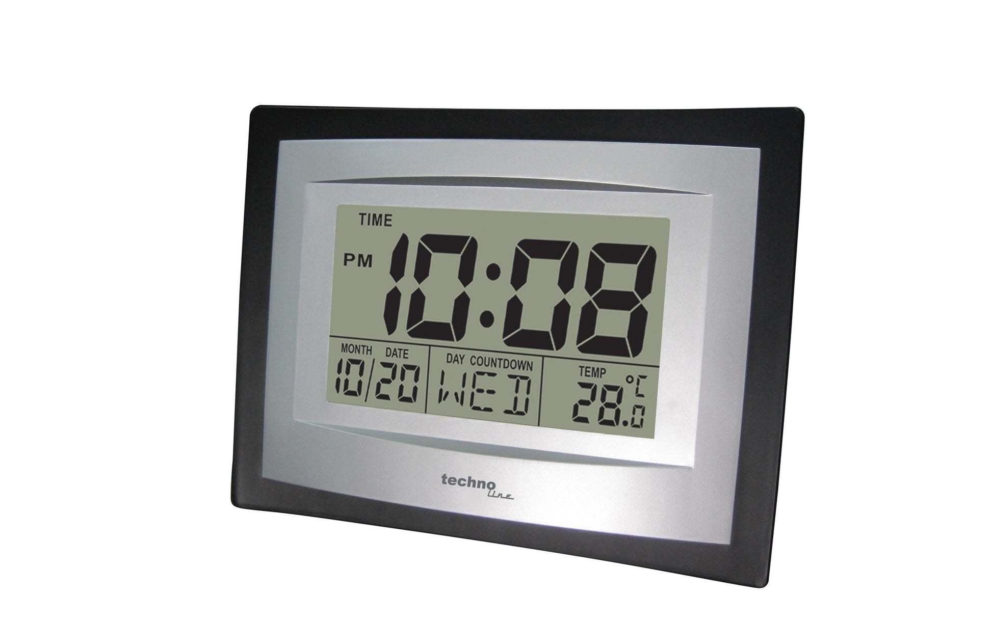 Technoline WS8004 Digitalwecker, Schlummerfunktion, Thermometer, 22 × 17 × 3,5 cm, Silber, Kunststoff