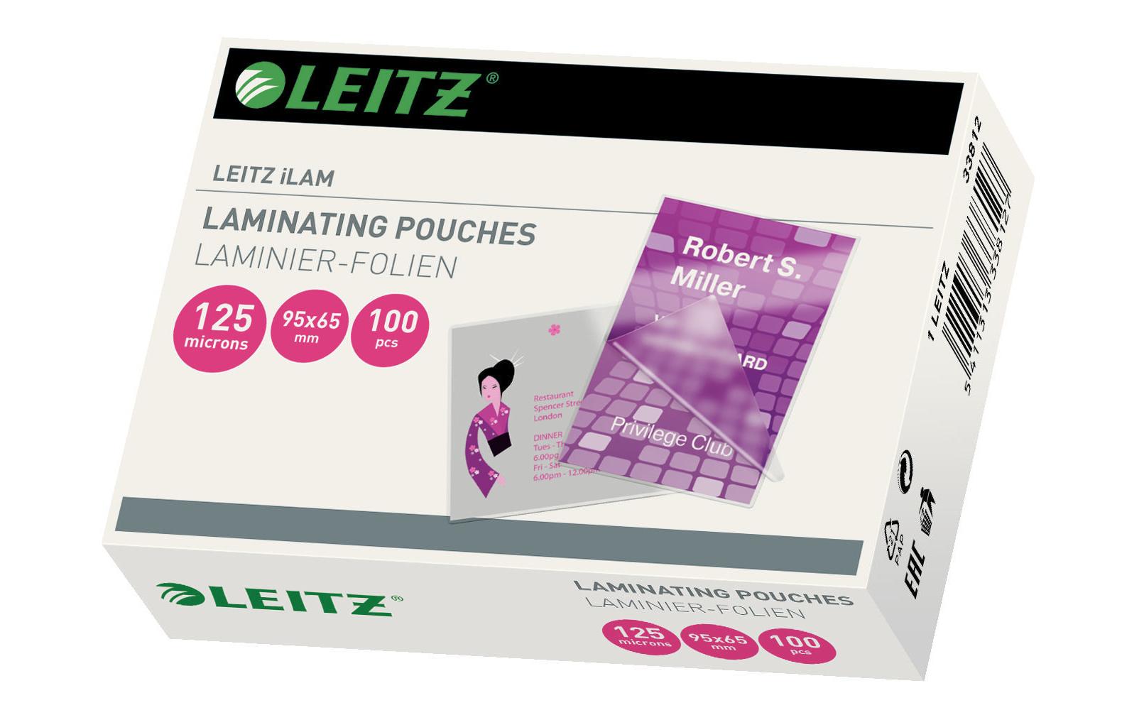 Leitz iLAM Laminierfolien 65 × 95 mm – 125 µm, glänzend, 100 Stück