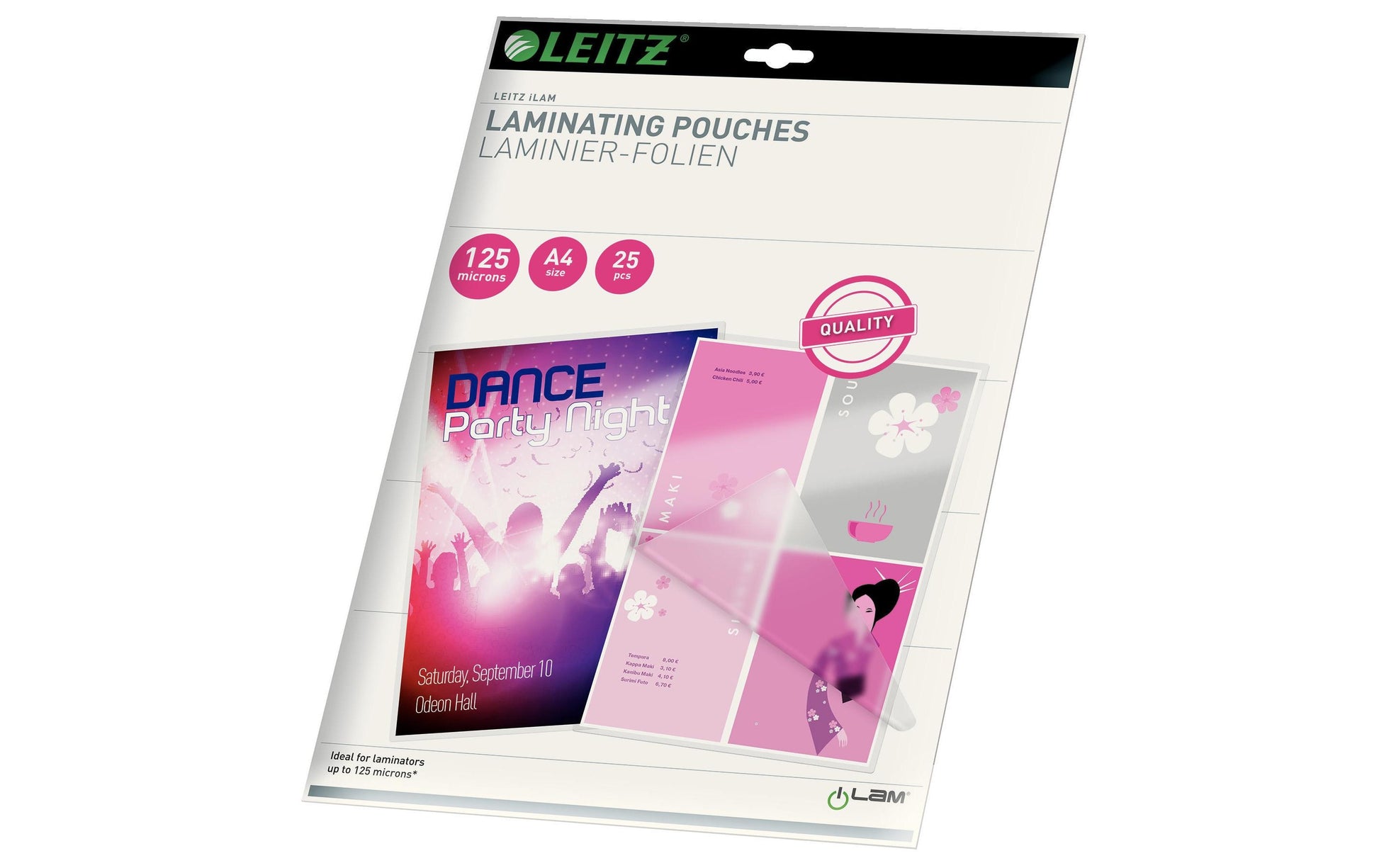 Leitz Laminierfolien A4, glänzend – 125 µm, 216 × 303 mm, 25 Stk.