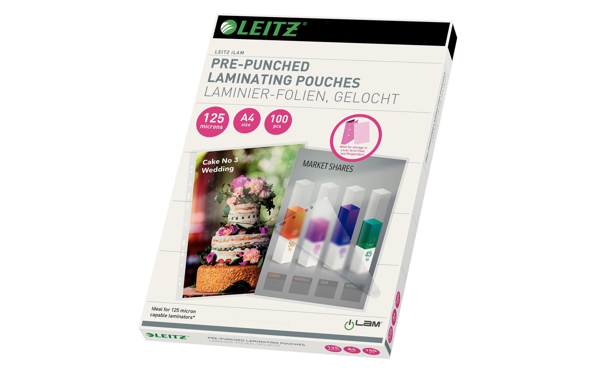 Leitz Laminierfolien A4, glänzend – 125 µm, 216 × 303 mm, 100 Stk.