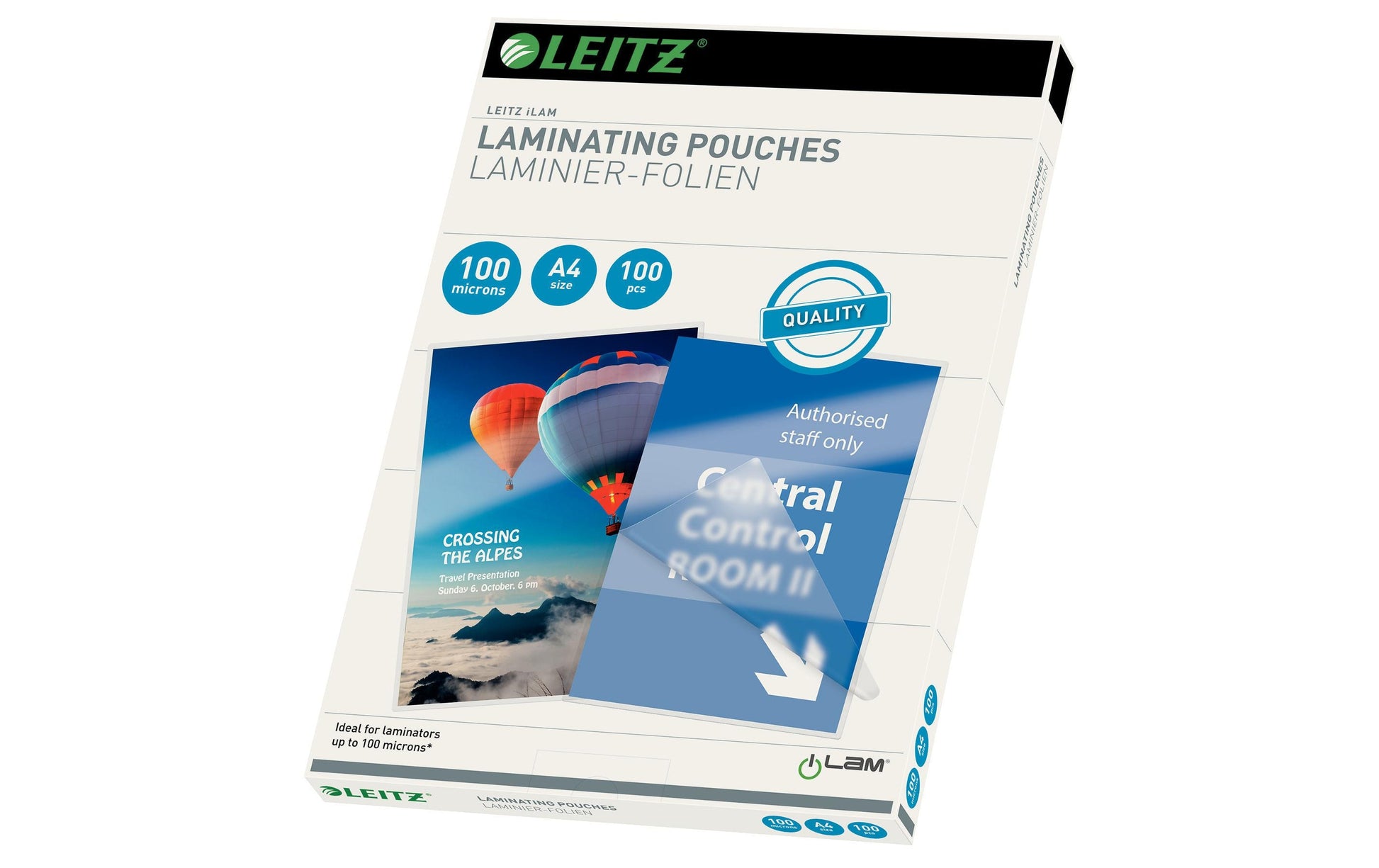 Leitz Laminierfolien A4, glänzend – 100 µm, 216 × 303 mm, 100 Stk.