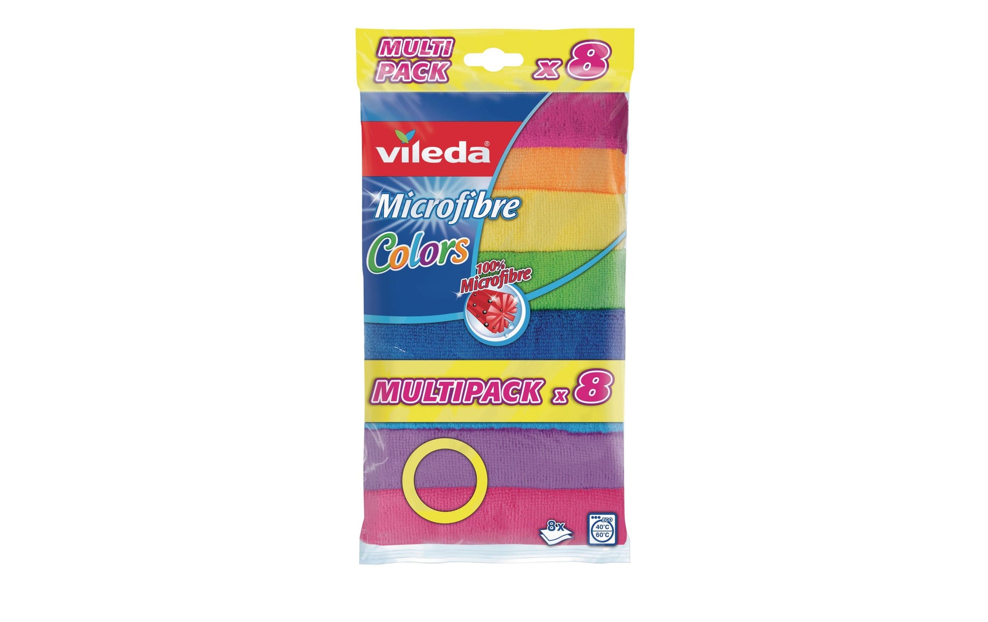 Vileda Mikrofasertuch – assortiert – 30 × 30 cm – Polyamid – 8er-Set