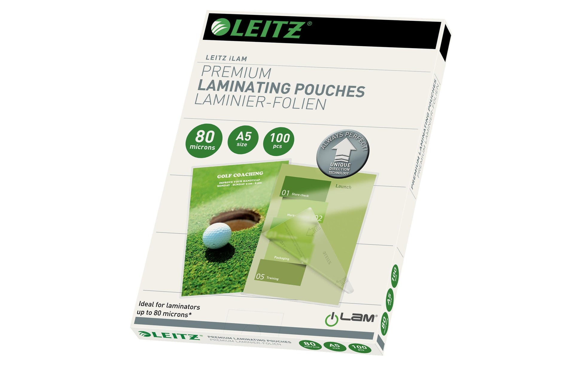 Leitz Laminierfolien A5, glänzend – 80 µm, 153 × 216 mm, 100 Stk.
