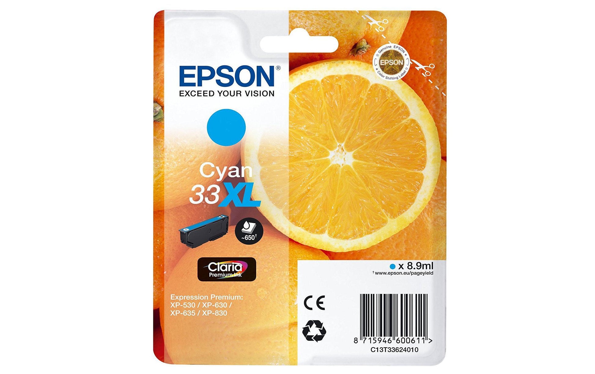 Epson Tintenpatrone 33XL, cyan – für Inkjet- und Multifunktionsgeräte