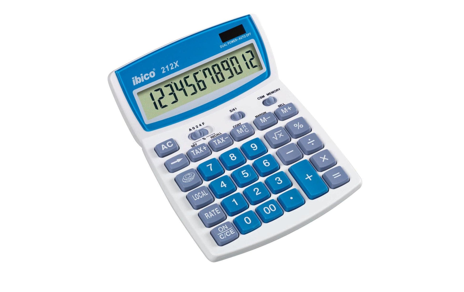 Ibico Tischrechner 212x – 12-stellig, LCD, Steuer/Währung, Solar + Batterie, 140×190×32 mm