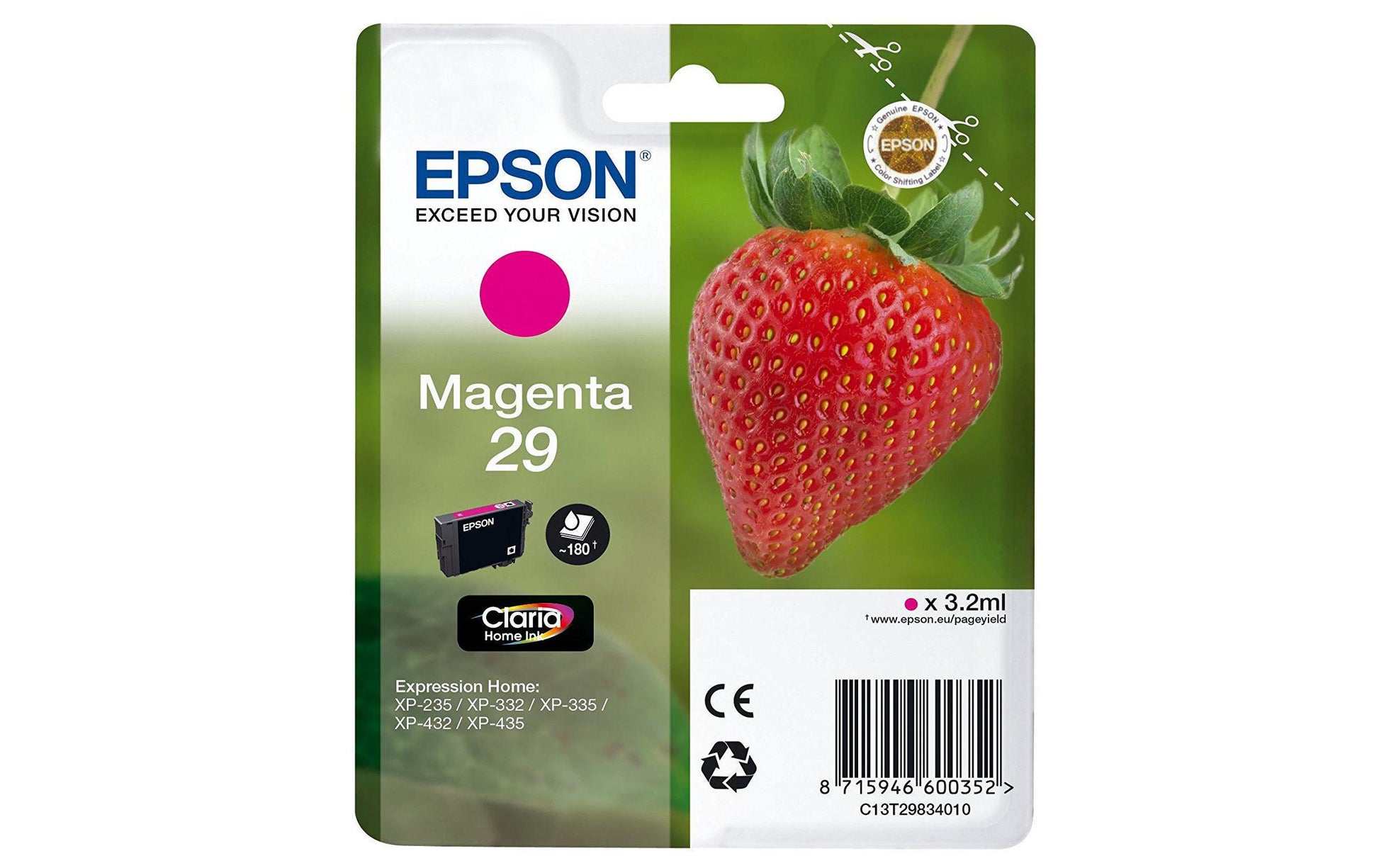 Epson Tintenpatrone 29, Magenta, 180 Seiten – für Tintenstrahldrucker/Multifunktionsgeräte