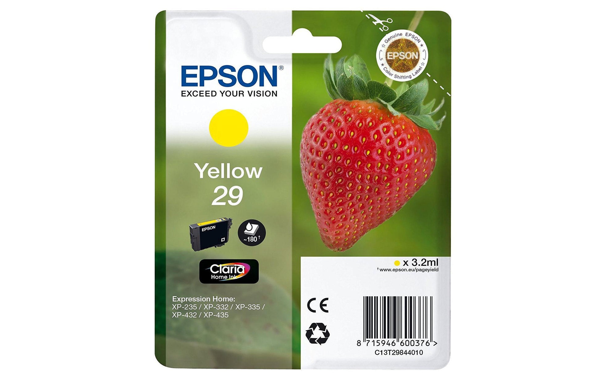 Epson Tintenpatrone 29, Gelb, 180 Seiten – für Inkjetdrucker/Multifunktionsgeräte