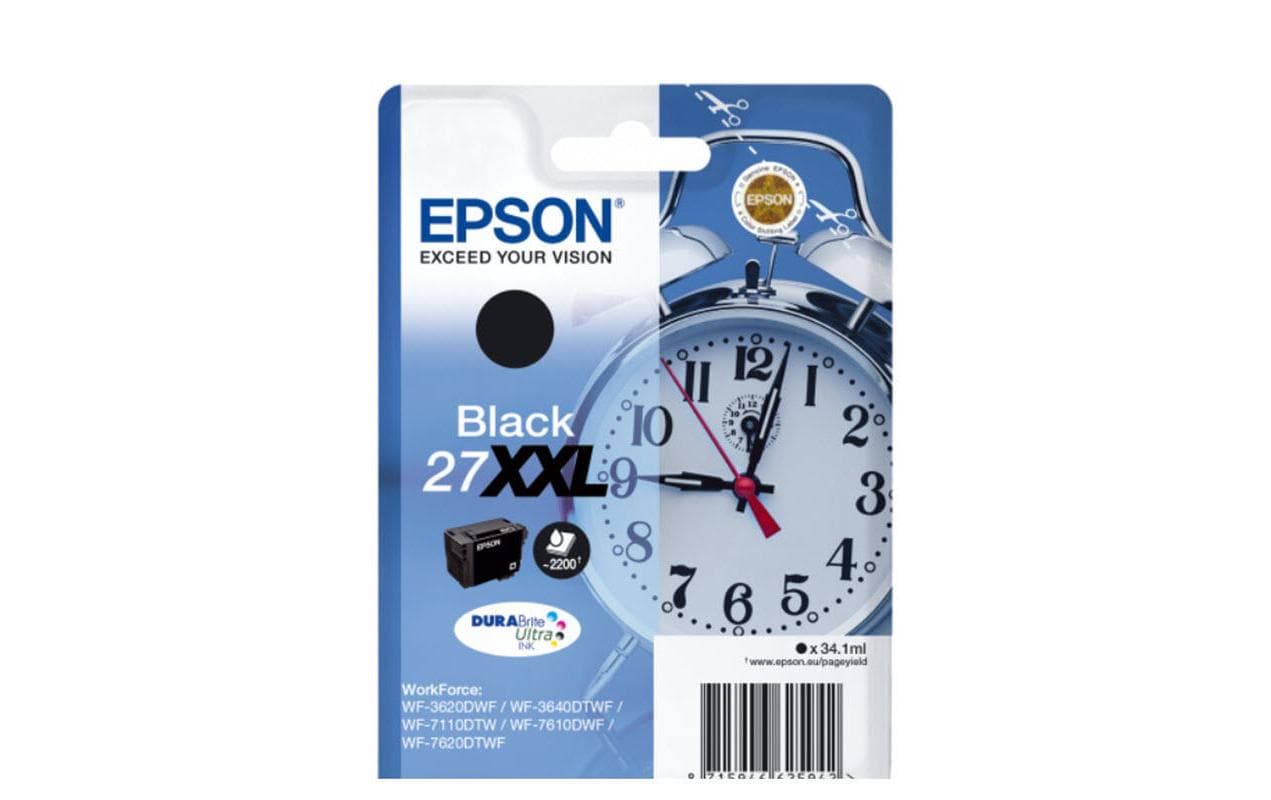 Epson Tintenpatrone 27XXL, Schwarz, XXL – für Tintenstrahldrucker und Multifunktionsgeräte