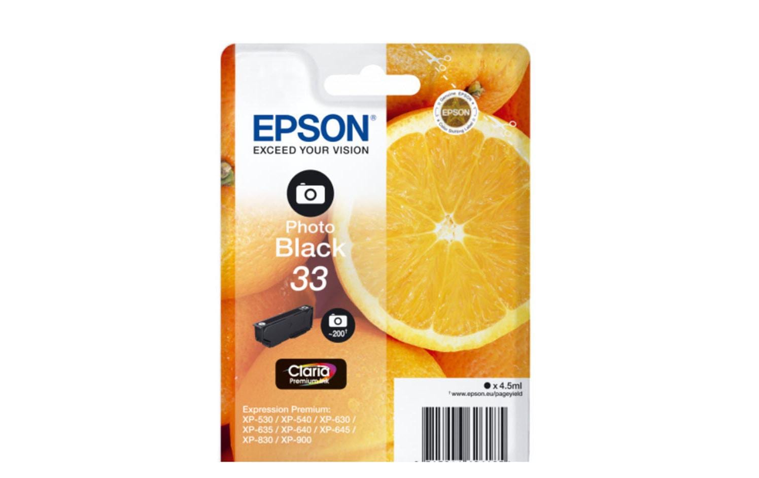 Epson Tintenpatrone 33, Foto schwarz – für Tintenstrahldrucker/Multifunktionsgeräte