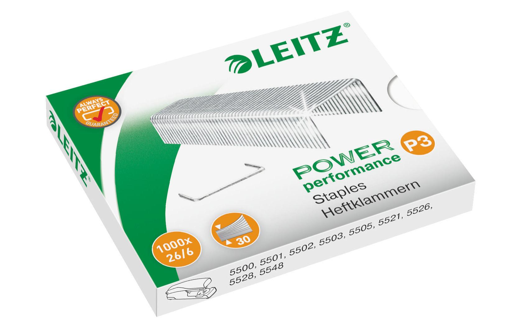Leitz Heftklammern 26/6 – für 5500, 5501, 5502 und andere – verzinkt, silber – 1000 Stk.