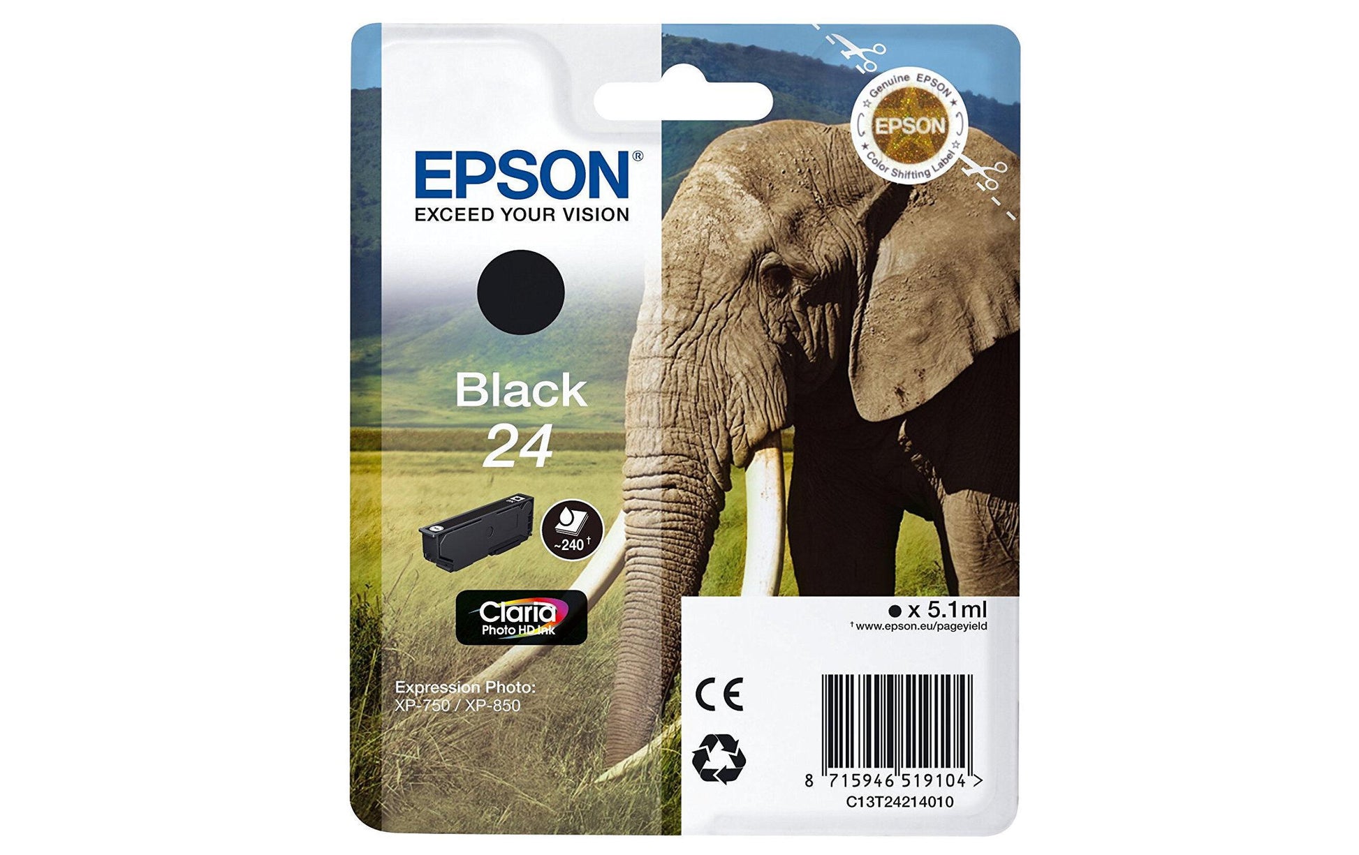 Epson Tintenpatrone 24, Schwarz, 360 Seiten – für Tintenstrahldrucker/Multifunktionsgeräte