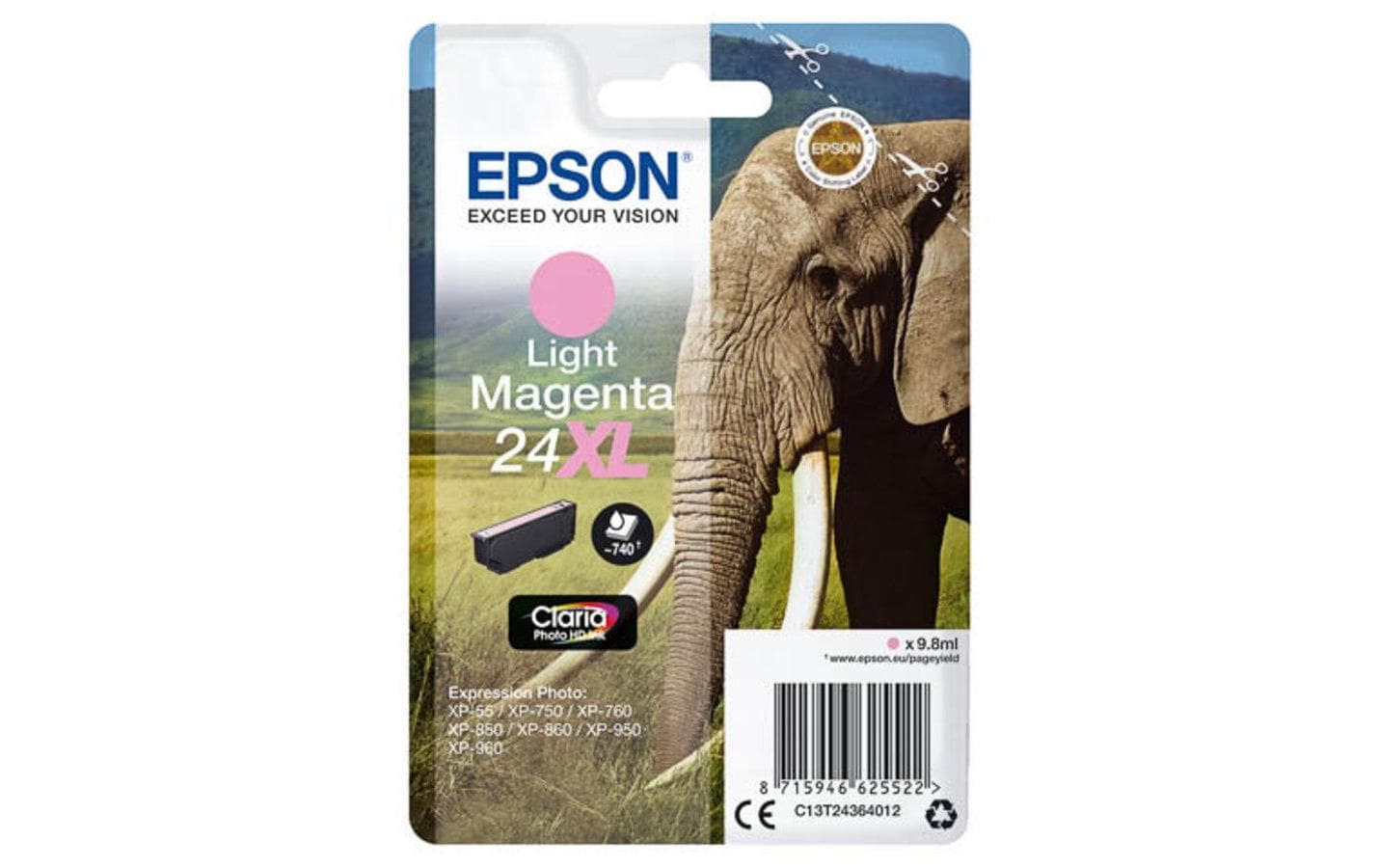 Epson Tintenpatrone 24XL, Magenta, XL, 500 Seiten – für Inkjetdrucker/Multifunktionsgeräte