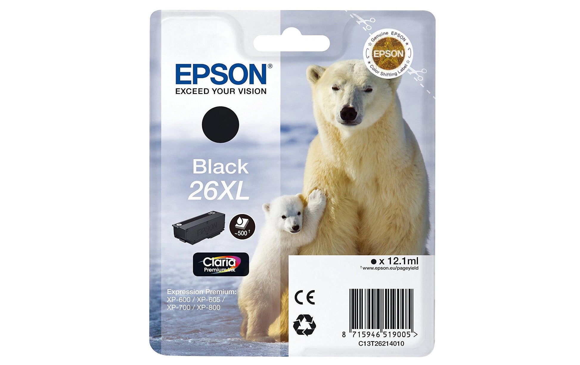 Epson Tintenpatrone 26XL, Schwarz, XL – für Tintenstrahldrucker, Multifunktionsgeräte