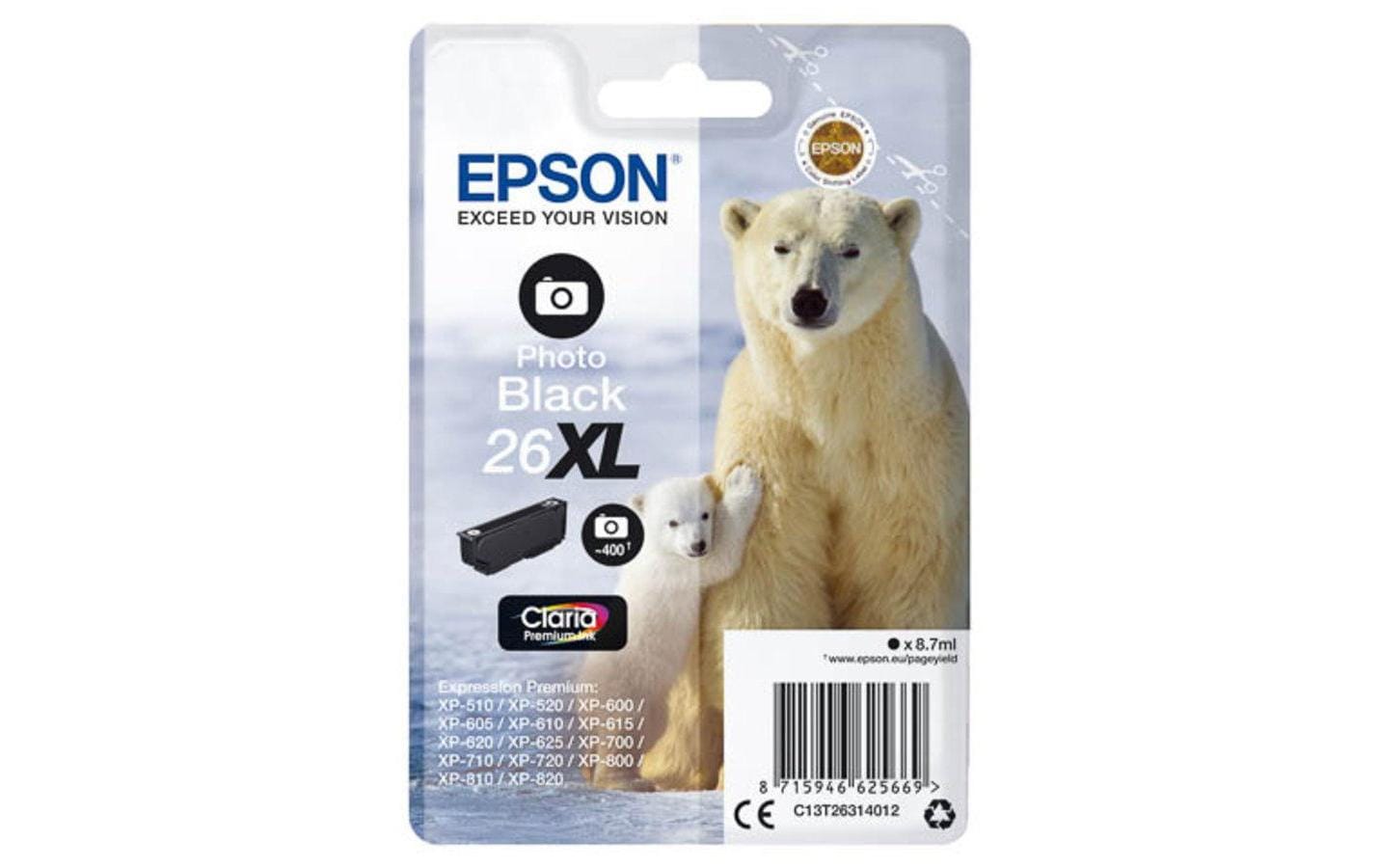 Epson Tintenpatrone 26XL, Schwarz, XL – für Epson-Drucker