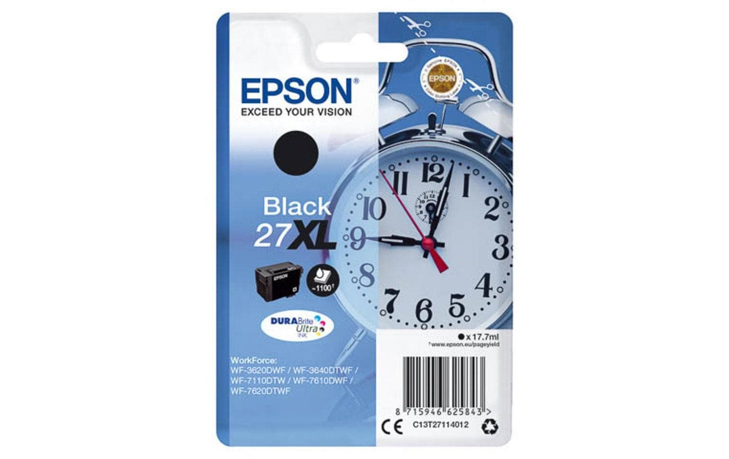 Epson Tintenpatrone 27XL, Schwarz, 1'100 Seiten – für Inkjetdrucker/Multifunktionsgeräte
