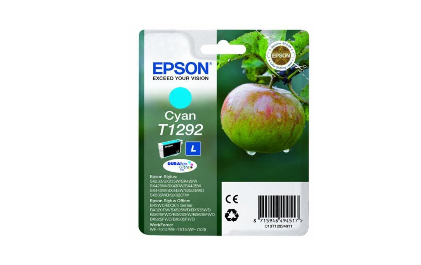 Epson Tintenpatrone T1292, Cyan, 460 Seiten – für Inkjetdrucker/Multifunktionsgeräte