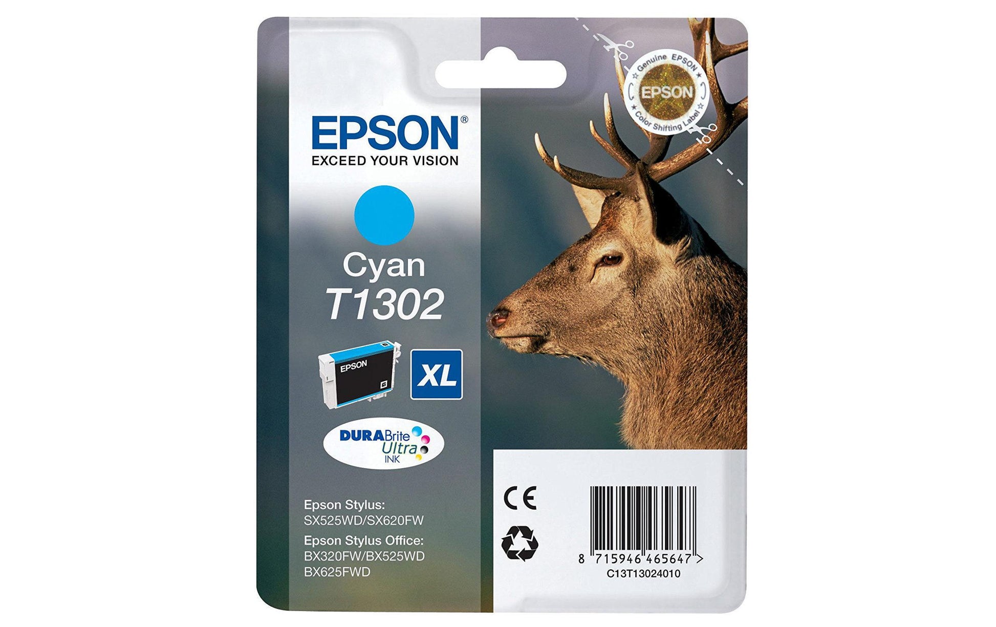 Epson Tintenpatrone T1302, Cyan, 765 Seiten – für Inkjetdrucker/Multifunktionsgeräte