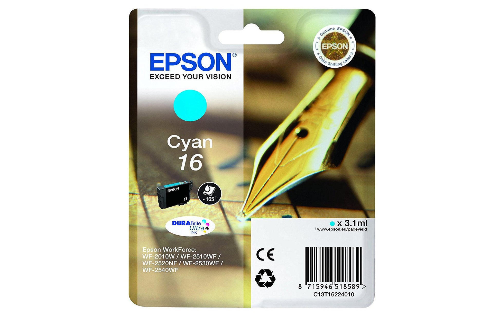 Epson Tintenpatrone Cyan, 165 Seiten – für Tintenstrahldrucker und Multifunktionsgeräte