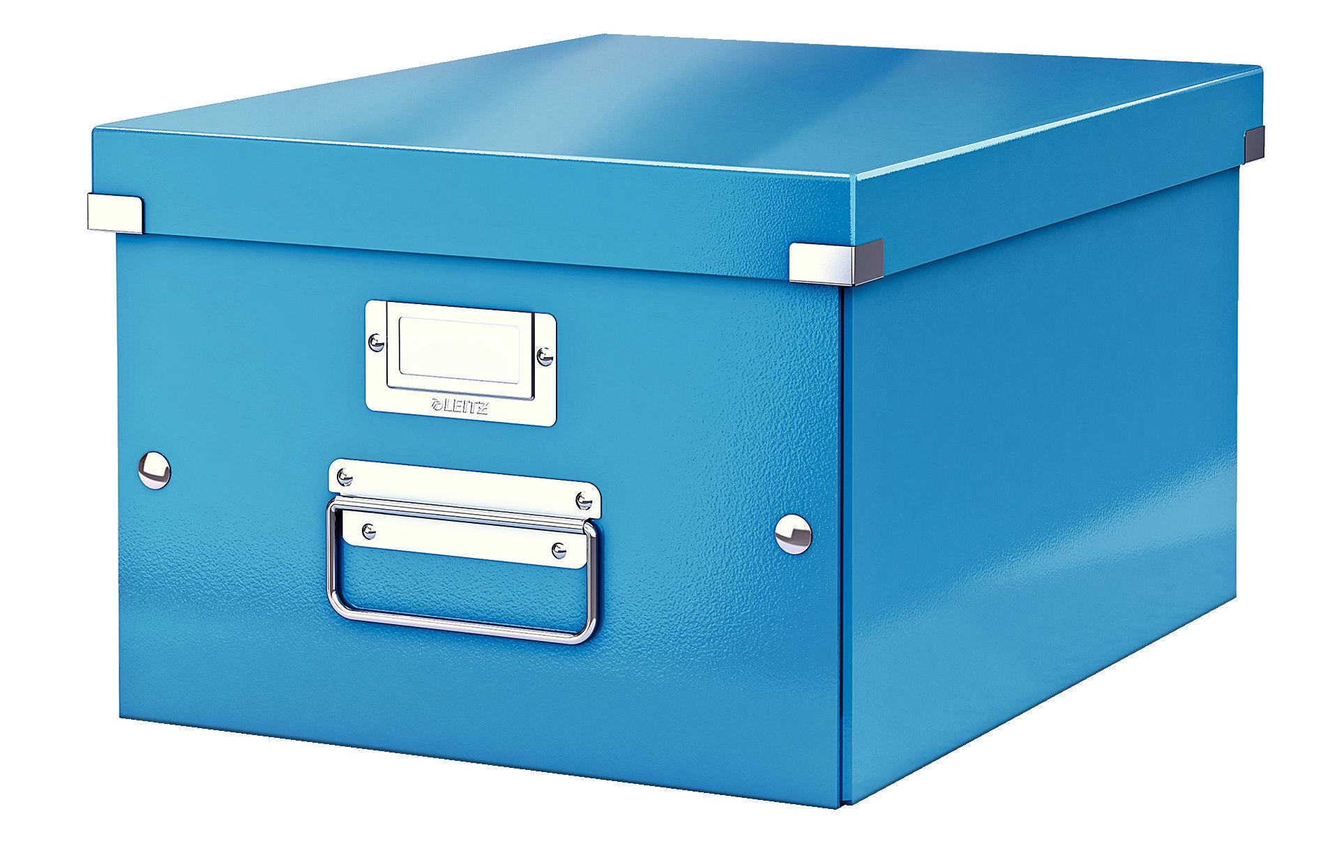 Leitz Click & Store Aufbewahrungsbox 17 l – für A4, mit Deckel, stapelbar, mit Etikettenhalter, blau, MDF/PP
