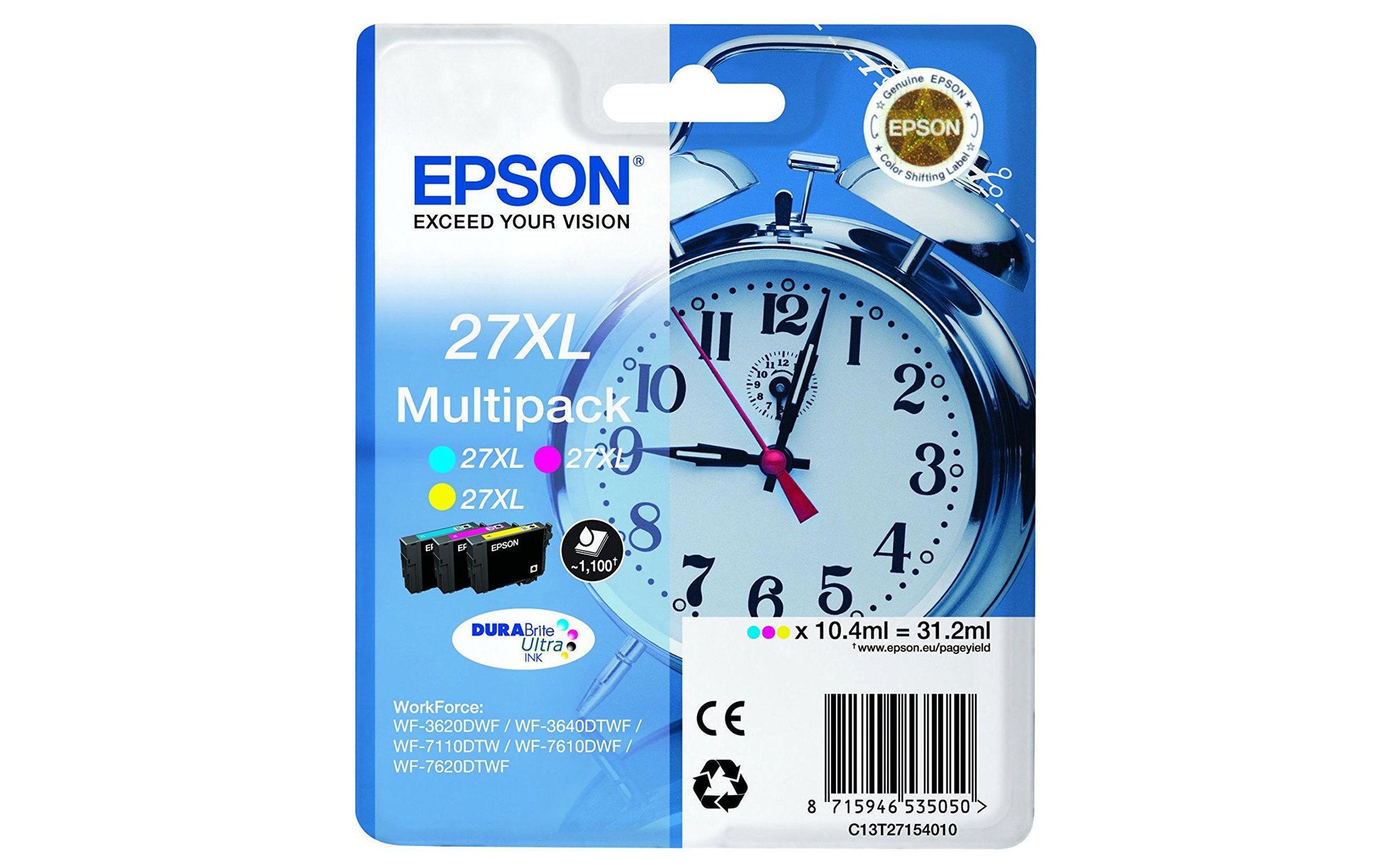 Epson Tintenpatronen-Multipack 27XL, CMY, XL, 3er-Pack, kompatibel – für Inkjetdrucker/Multifunktionsgeräte