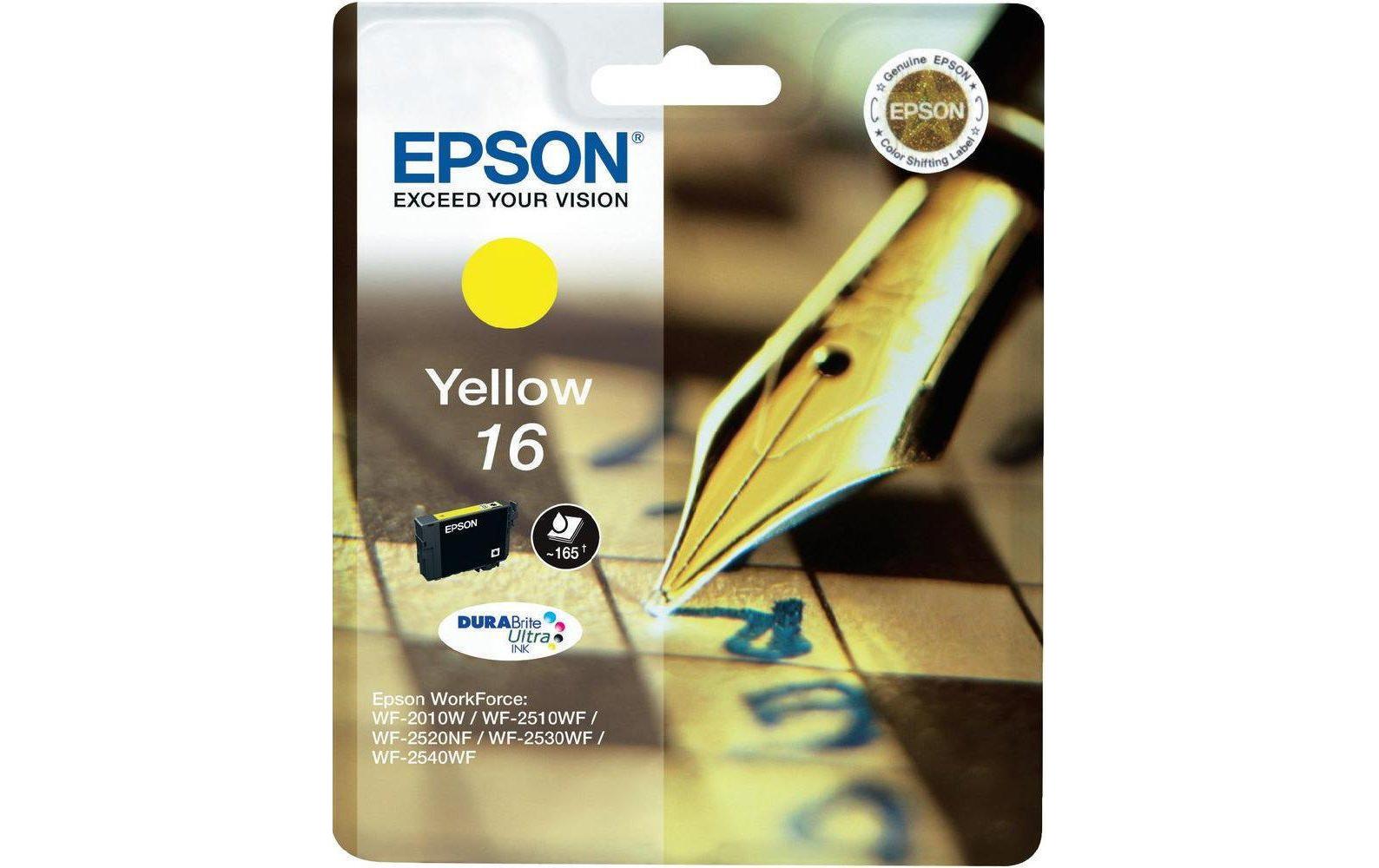 Epson Tintenpatrone 16, Gelb, 165 Seiten – für Tintenstrahldrucker und Multifunktionsgeräte