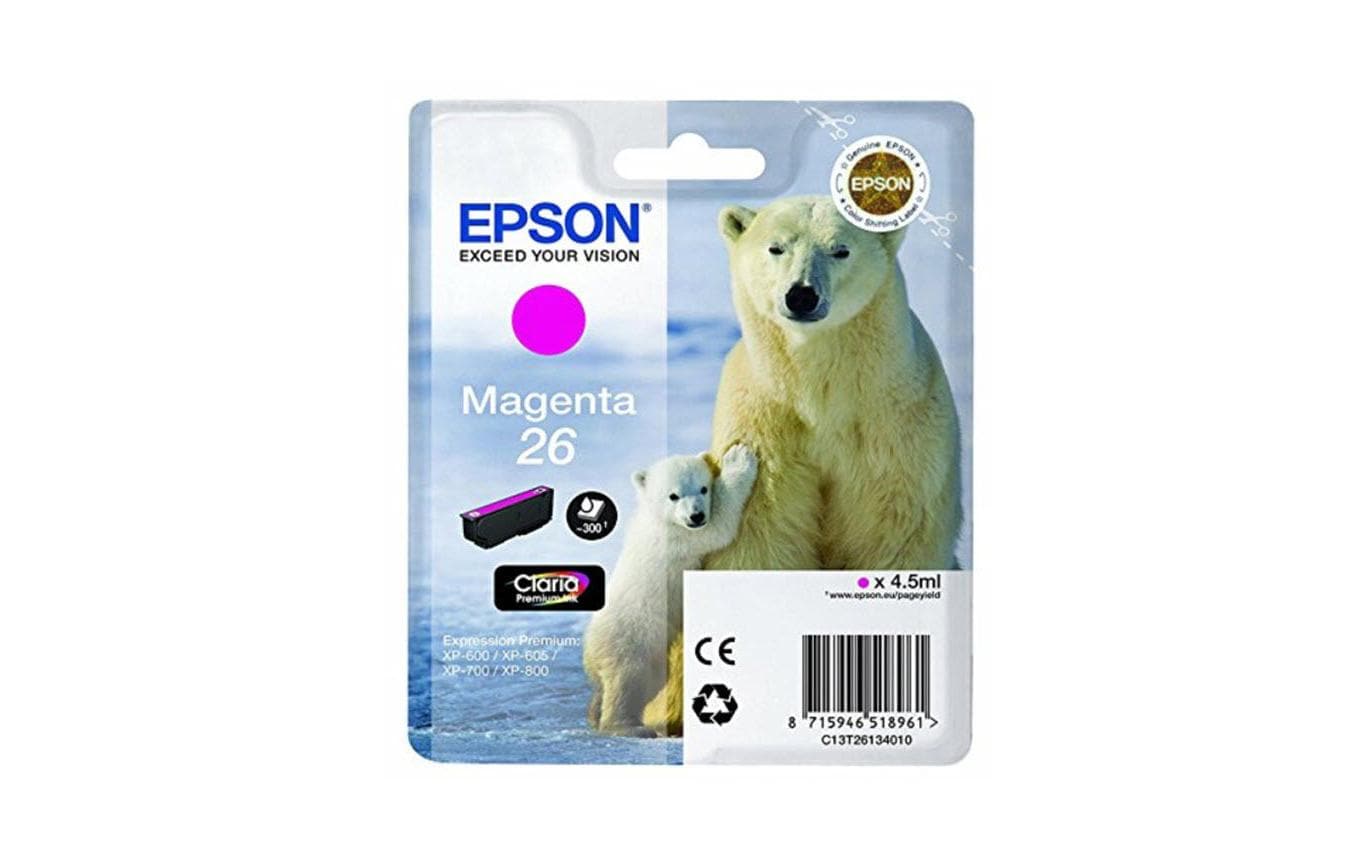 Epson Tintenpatrone 26, Magenta – für Tintenstrahldrucker, Multifunktionsgeräte