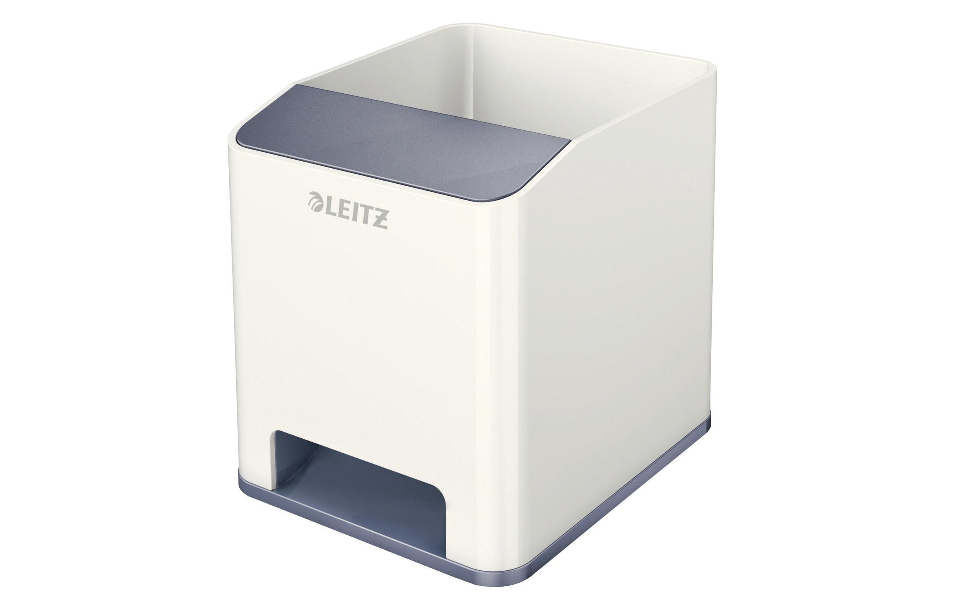 Leitz WOW 53631001 Stifteköcher – 2 Fächer, mit Smartphone-Fach, Soundverstärkung, Weiss, Polystyrol (PS)