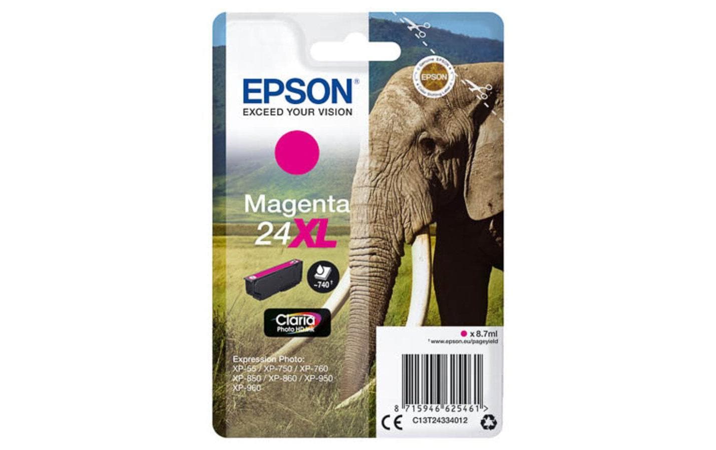 Epson Tintenpatrone 24XL, Magenta, XL, 500 Seiten
