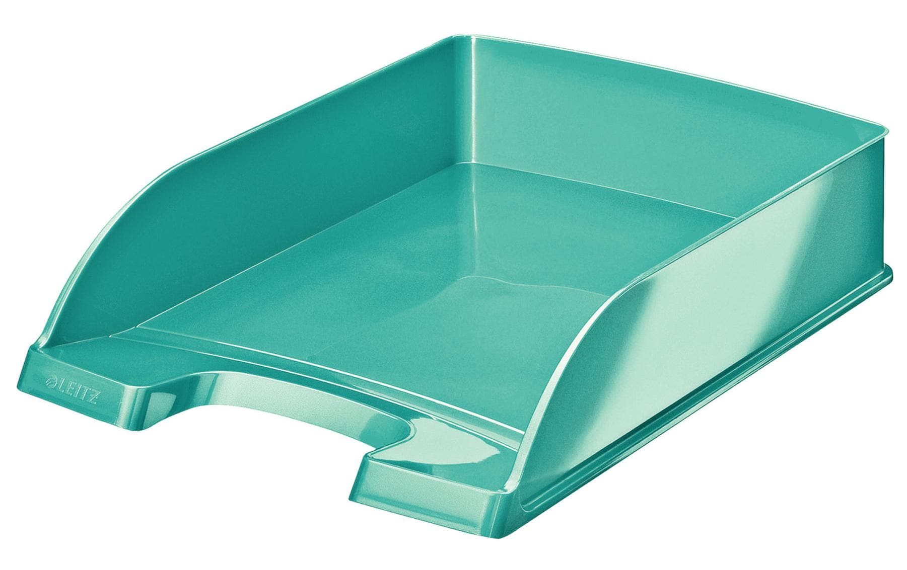 Leitz Briefkorb – mit Griffausschnitt, mit Beschriftungsfeld, glänzend, blau, B 255 × H 70 × T 357 mm