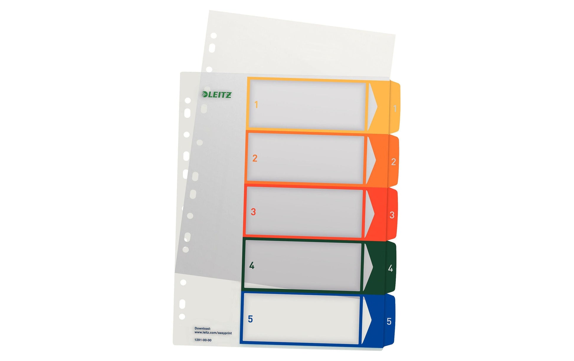 Leitz Register – A4, 5-teilig, PP, farbig, vorgedruckt, 11-fach gelocht, für Zeigebuchtaschen