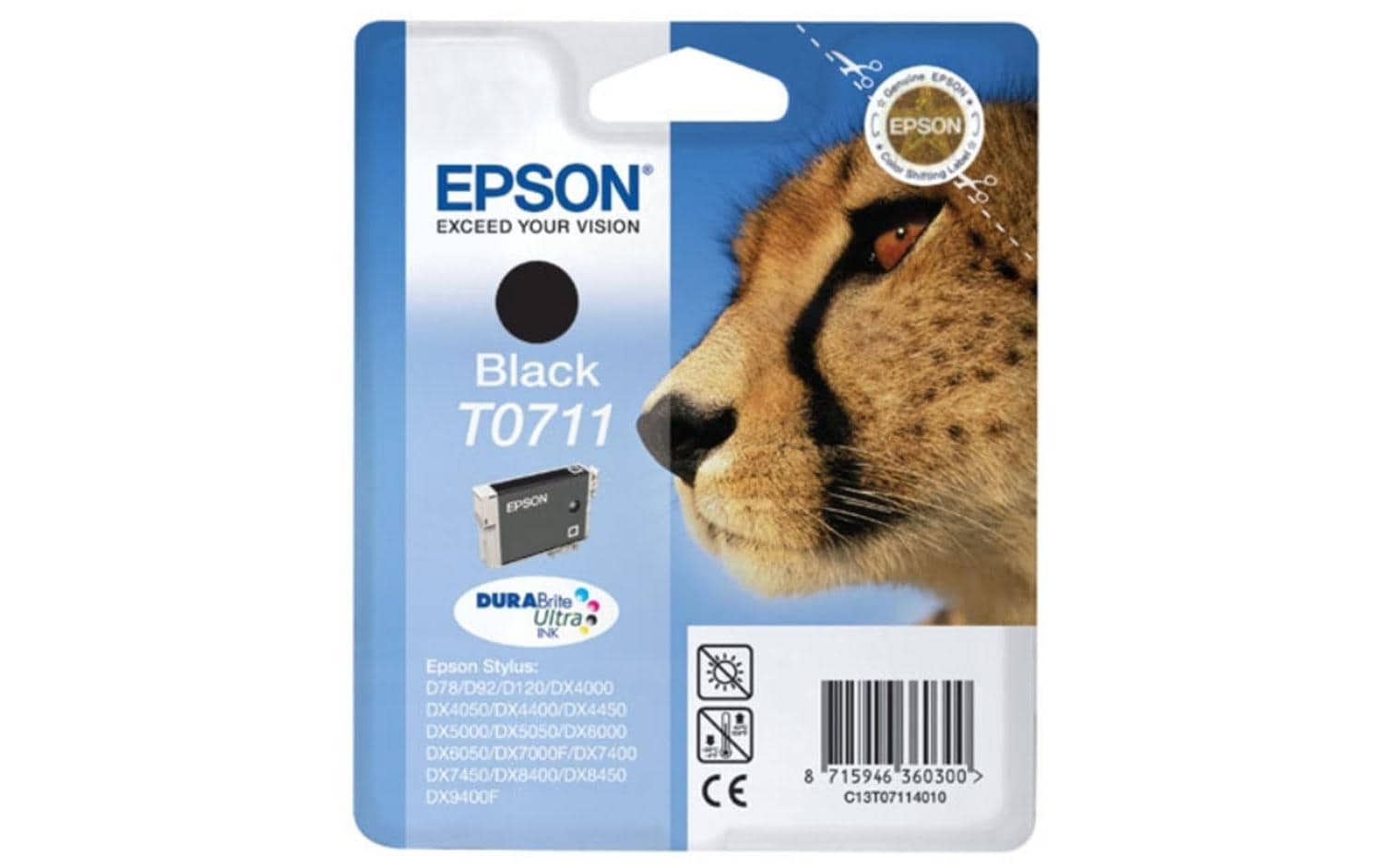 Epson Tintenpatrone T0711, Schwarz – für Inkjetdrucker/Multifunktionsgeräte