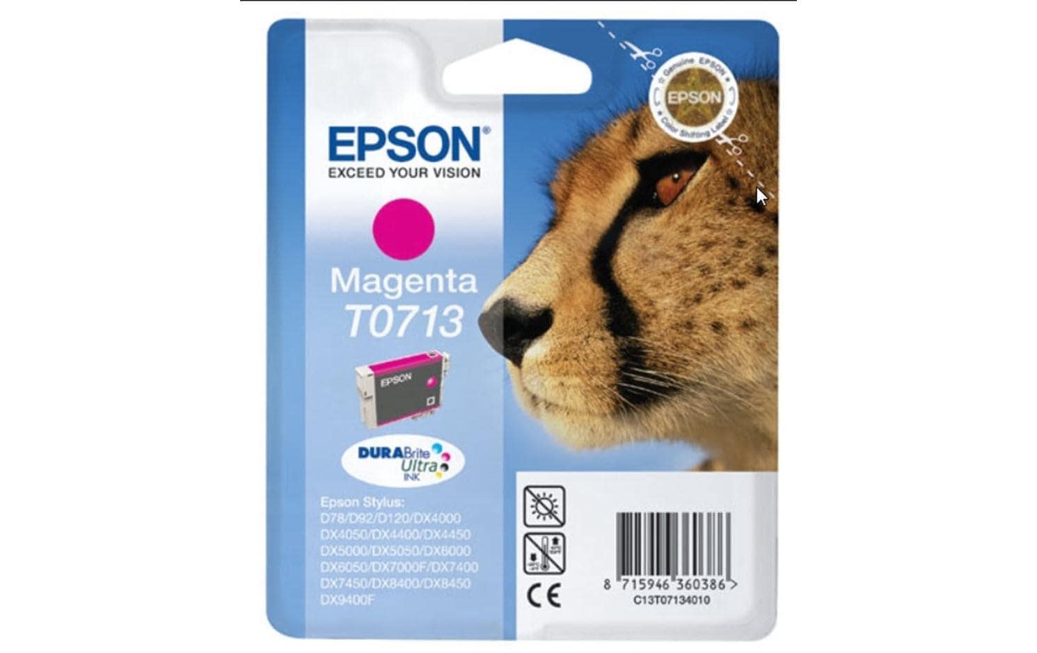 Epson Tintenpatrone T0713, Magenta, 250 Seiten – für Tintenstrahldrucker/Multifunktionsgeräte