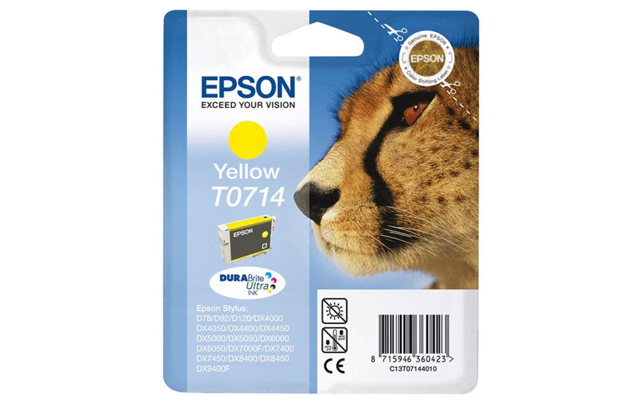 Epson T0714 Gelbe Tintenpatrone (Original) – 415 Seiten – für Stylus DX4000/4050, SX510W/515W/600FW