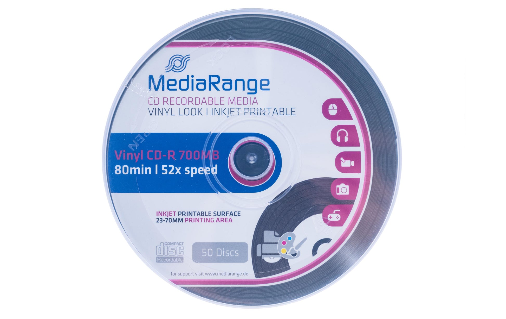 MediaRange CD-R 700 MB – 52×, bedruckbar, 50er Spindel