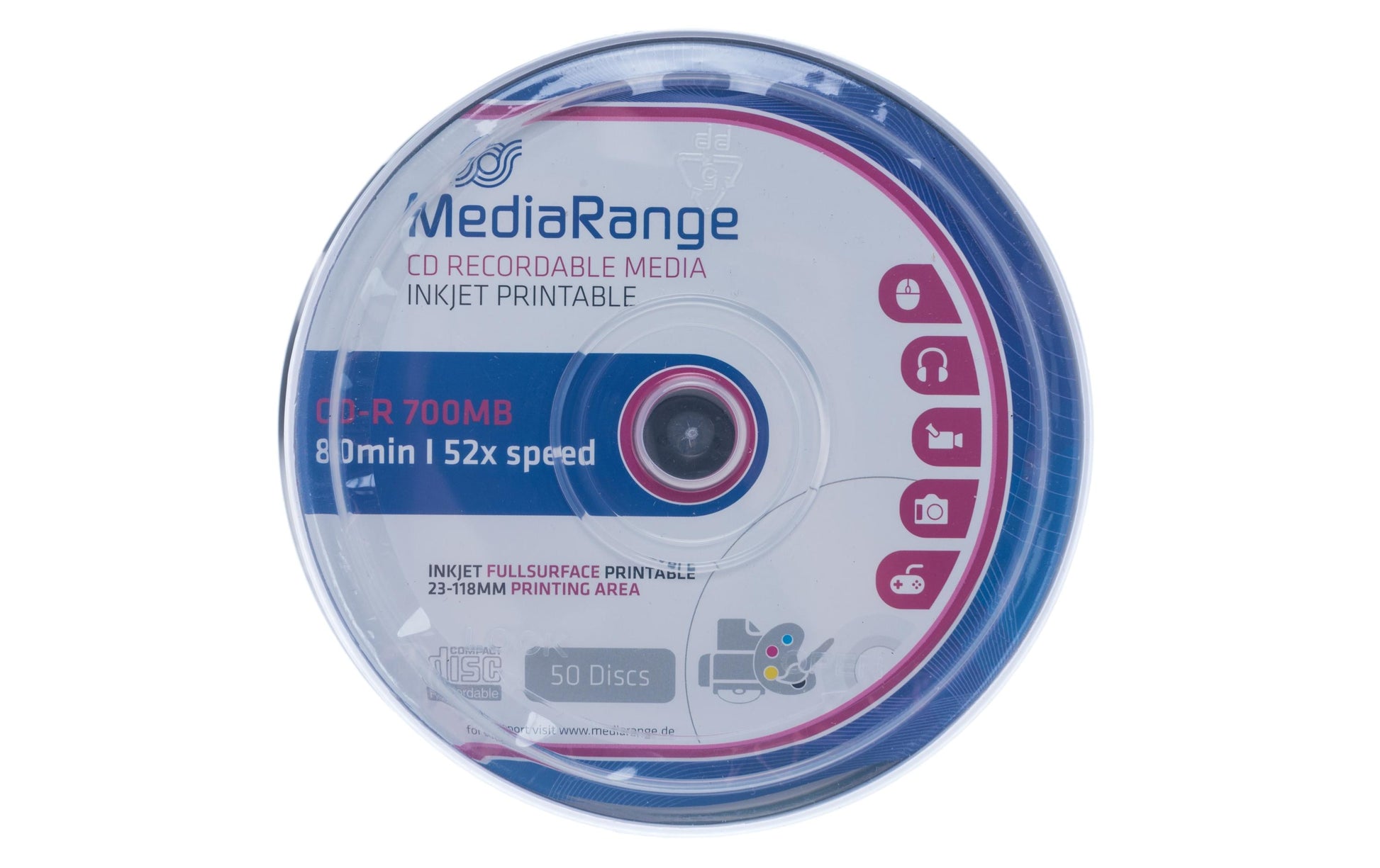 MediaRange CD-R 700 MB – 52×, bedruckbar, 50er Spindel